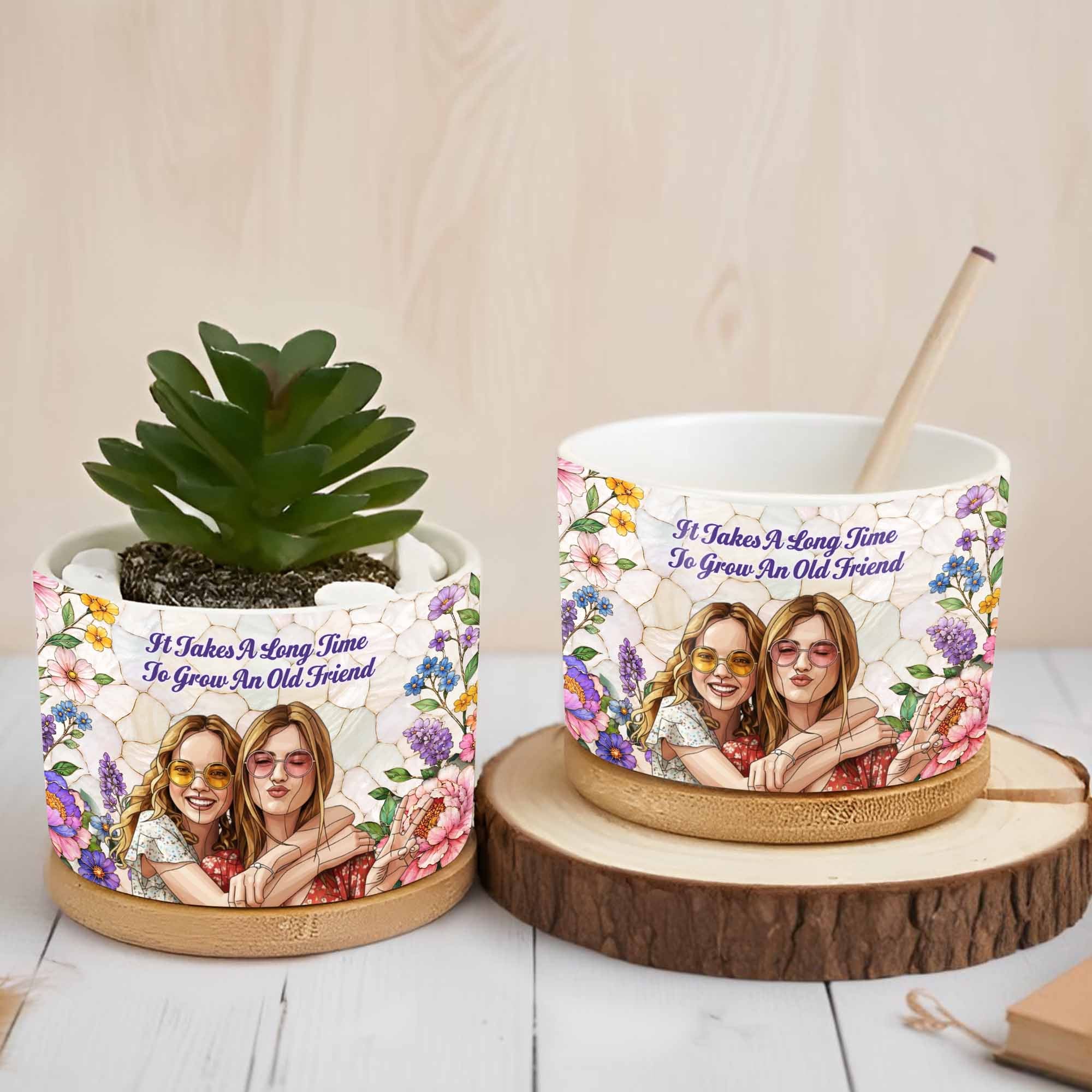 Personalized Ceramic Plant Pot Custom Photo Gift for Best Friends Ceramic Plant Pot GradoCreations