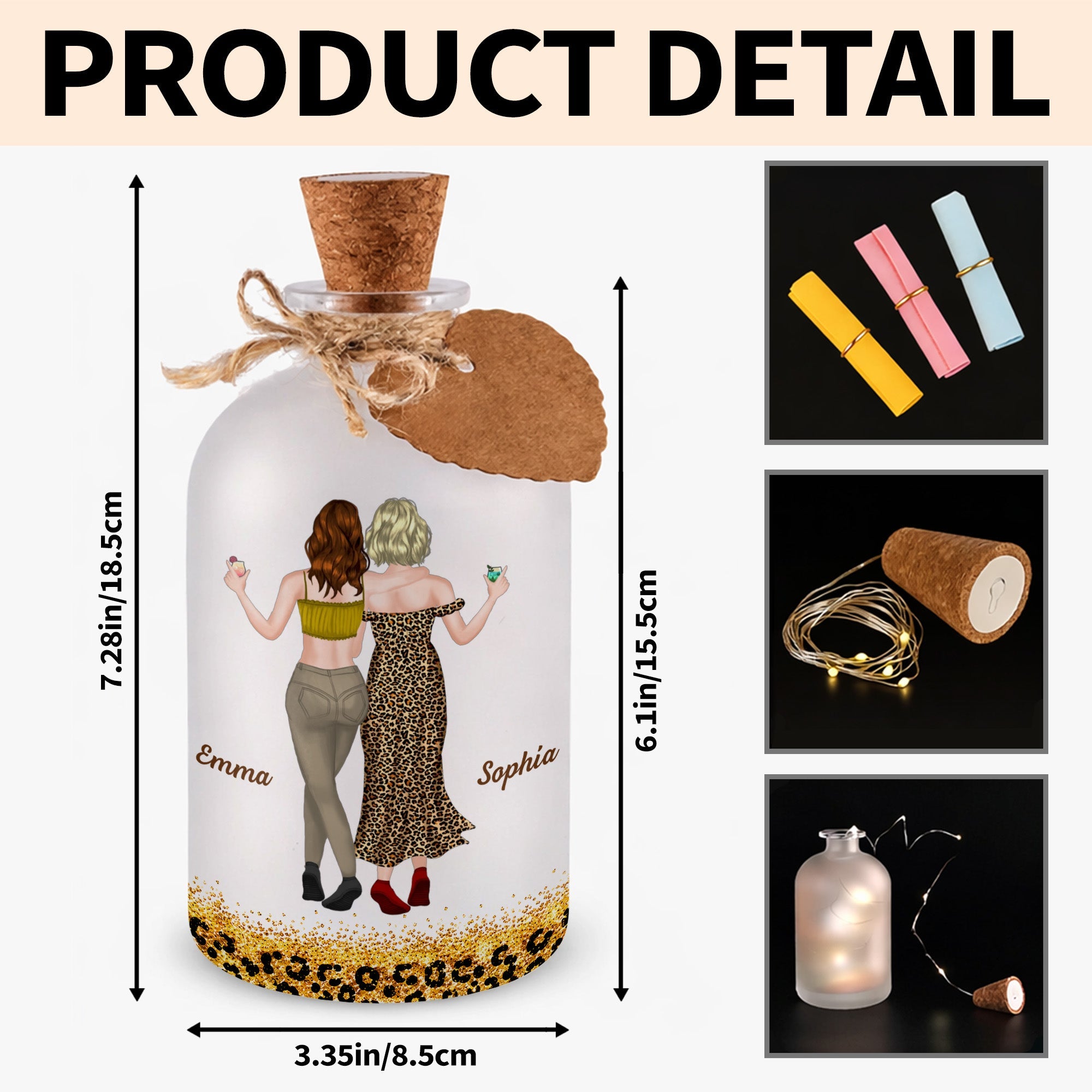 Personalized Short Bottle Light Custom Big Sis Gift Idea Short Bottle Light GradoCreations