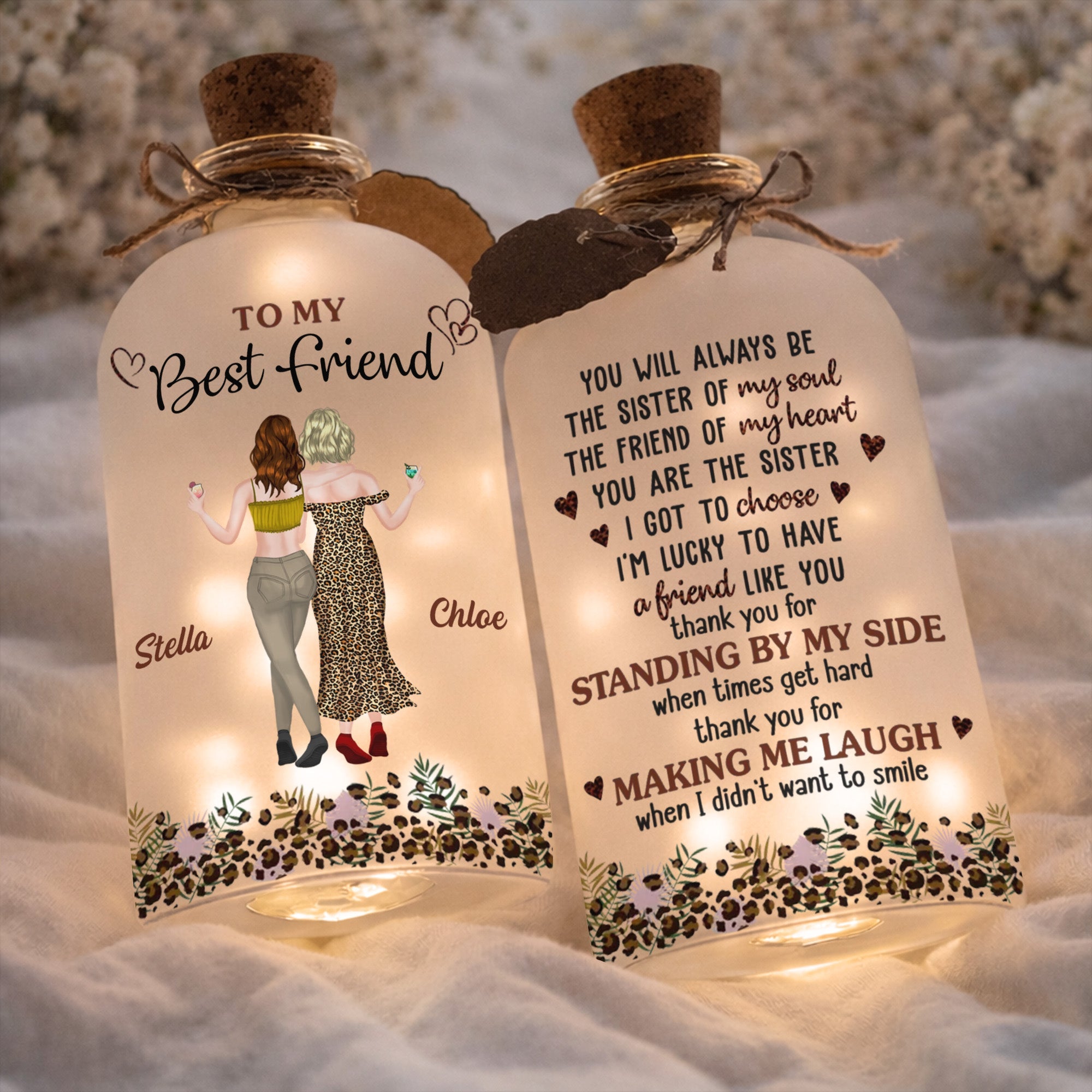 Personalized Short Bottle Light for Best Friend Gift Short Bottle Light GradoCreations
