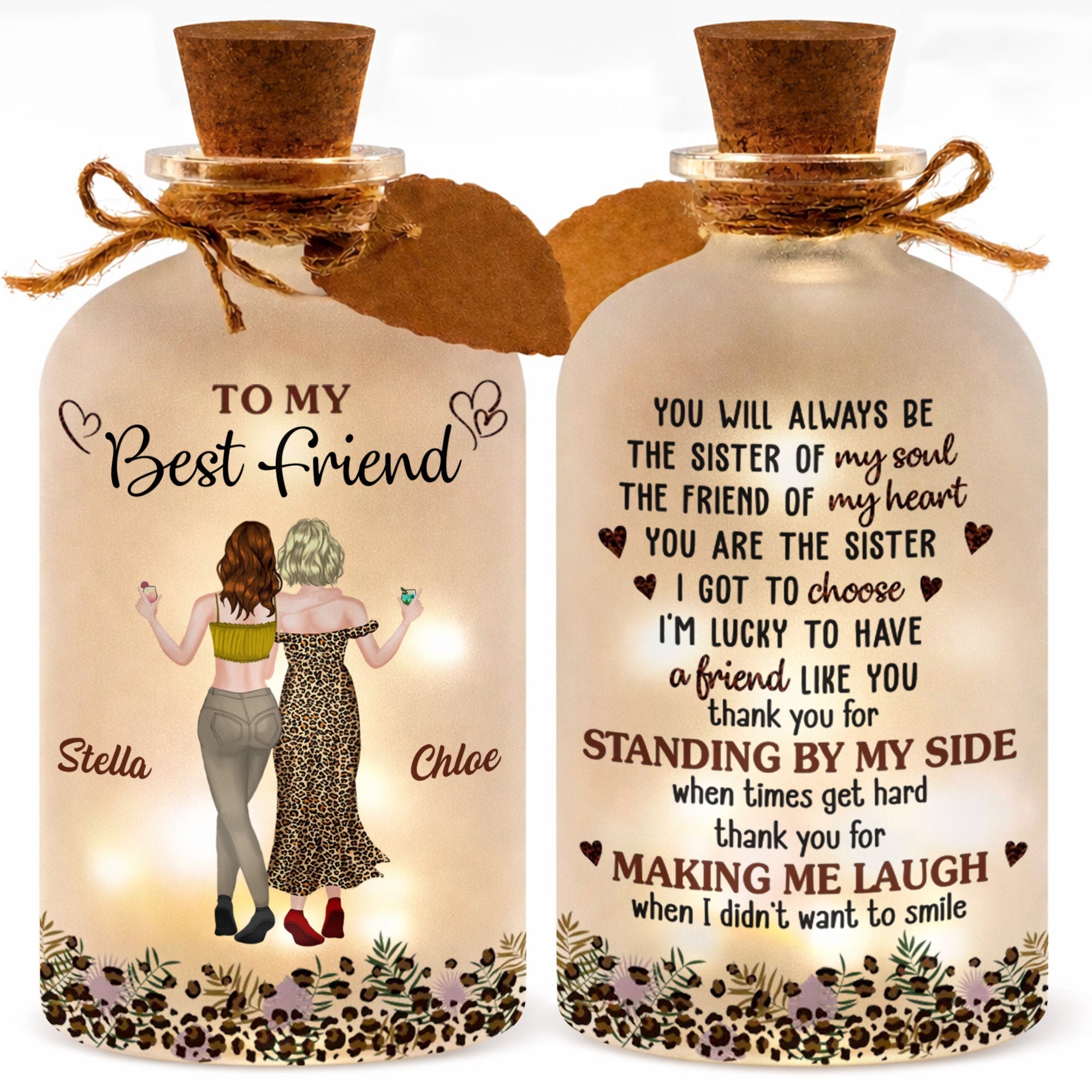 Personalized Short Bottle Light for Best Friend Gift Short Bottle Light GradoCreations