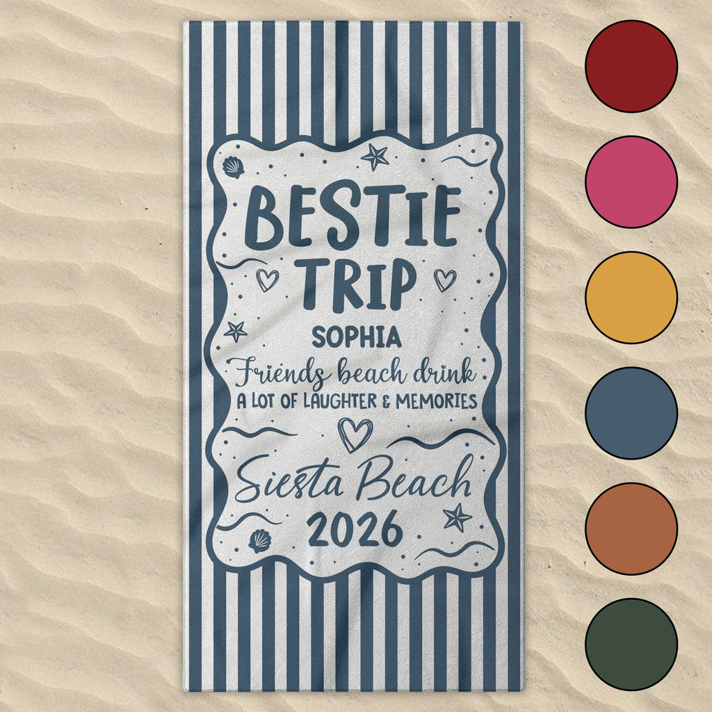 Personalized Beach Towel Custom Name for Best Friends Gift Beach Towels GradoCreations