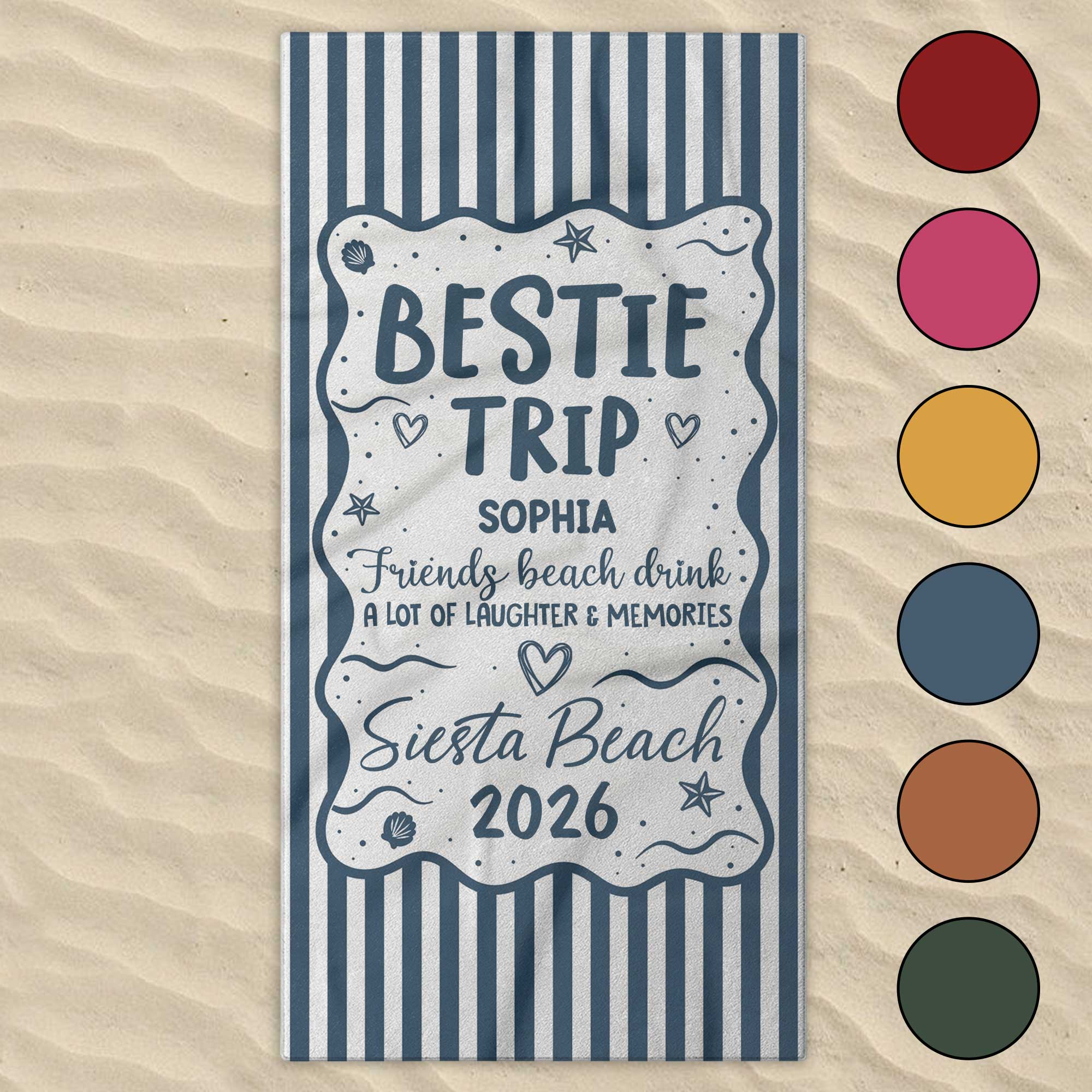 Personalized Beach Towel Custom Name for Best Friends Gift Beach Towels GradoCreations