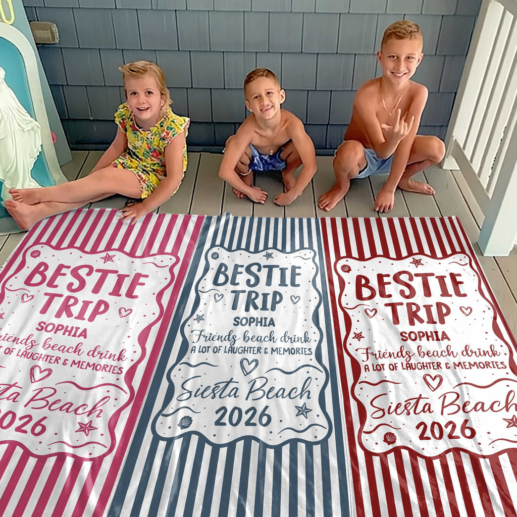 Personalized Beach Towel Custom Name for Best Friends Gift Beach Towels GradoCreations