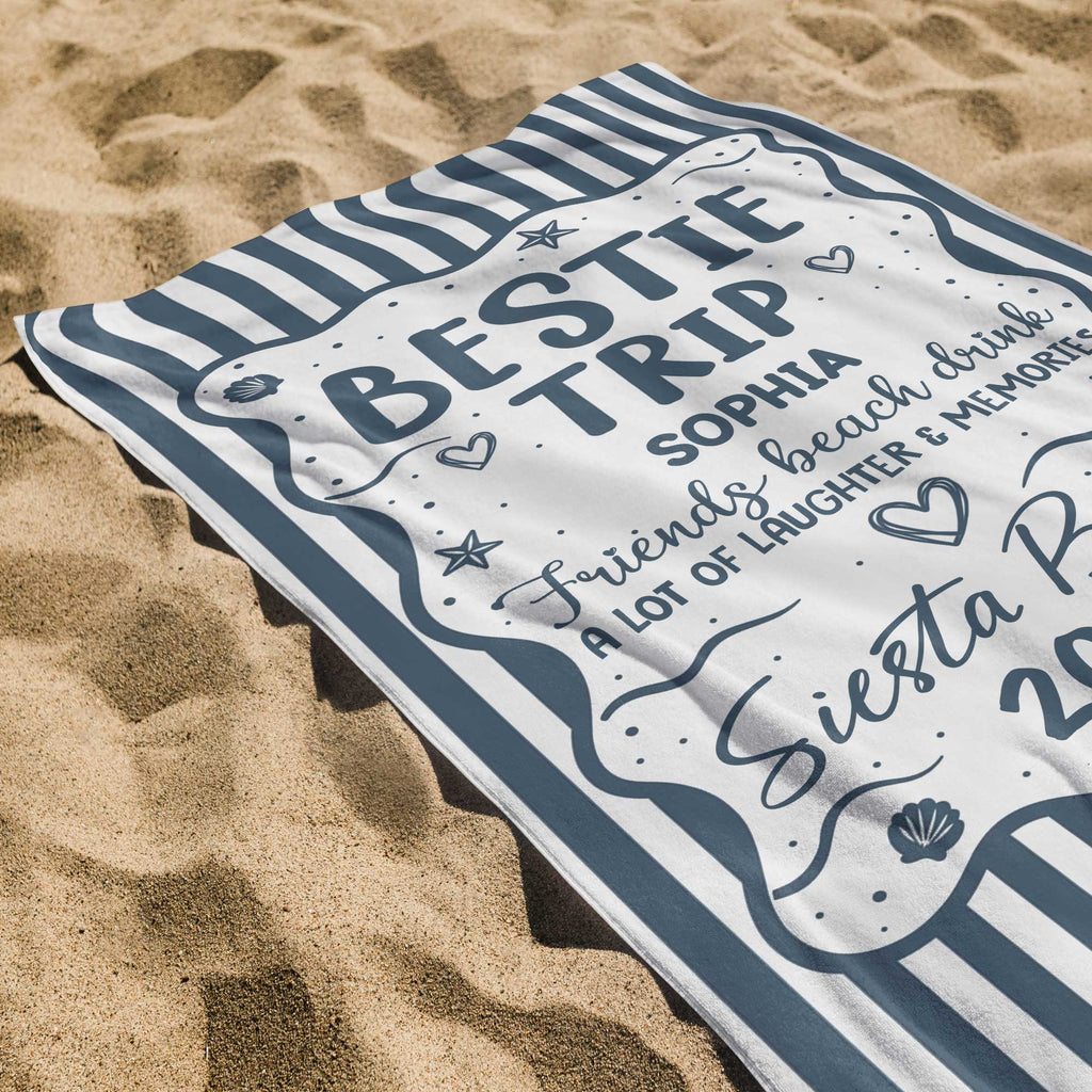 Personalized Beach Towel Custom Name for Best Friends Gift Beach Towels GradoCreations