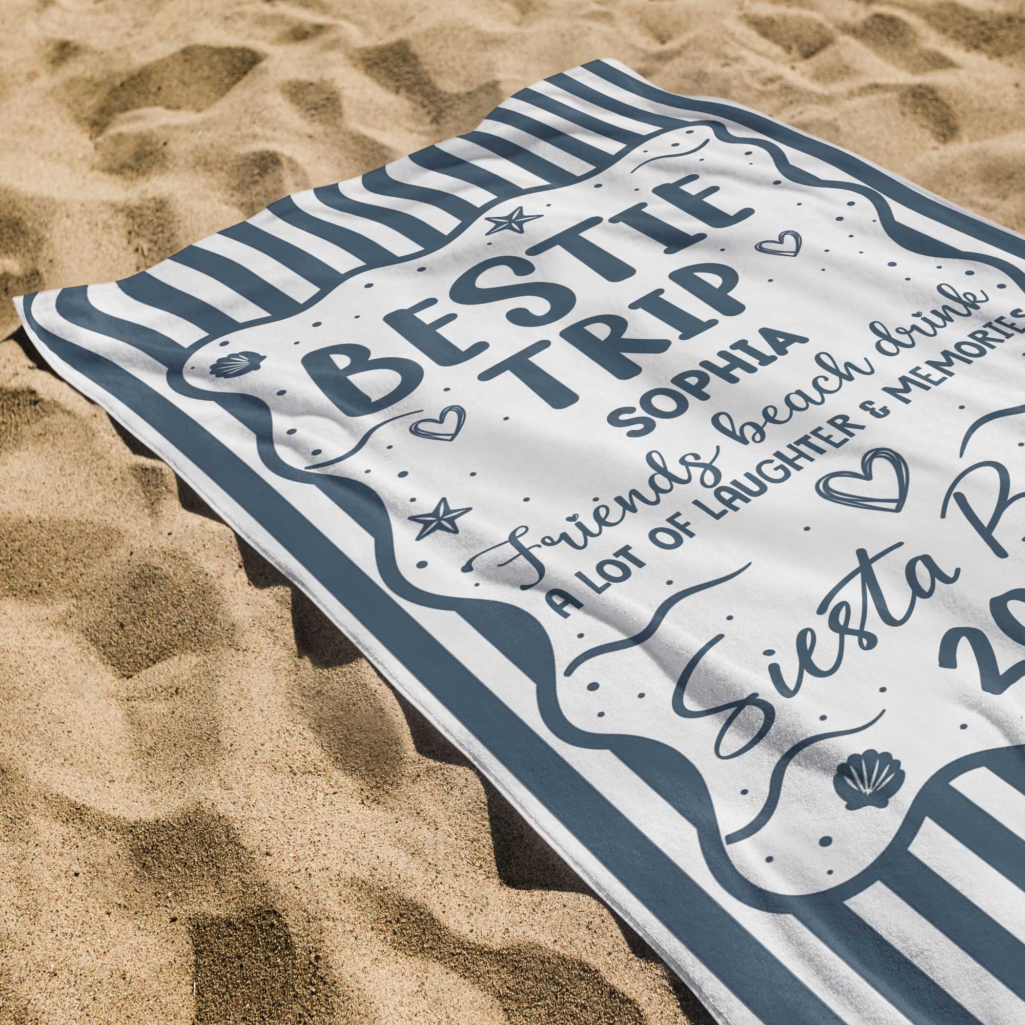 Personalized Beach Towel Custom Name for Best Friends Gift Beach Towels GradoCreations