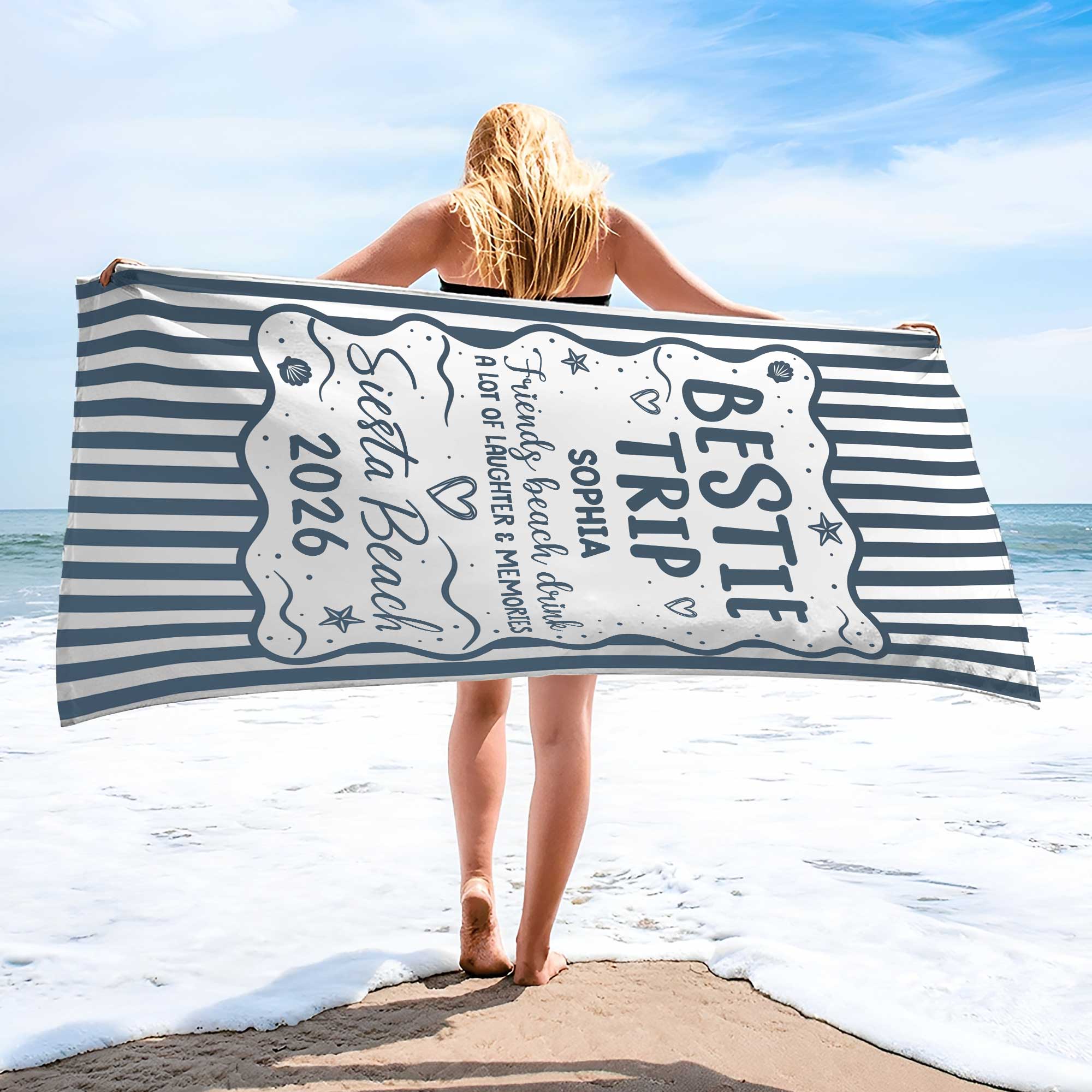 Personalized Beach Towel Custom Name for Best Friends Gift Beach Towels GradoCreations