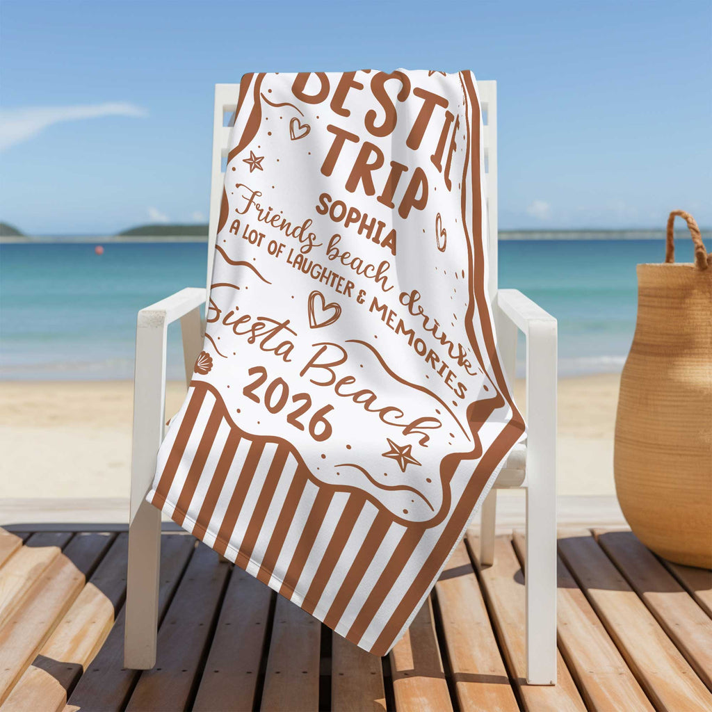 Personalized Beach Towel Custom Name for Best Friends Gift Beach Towels GradoCreations