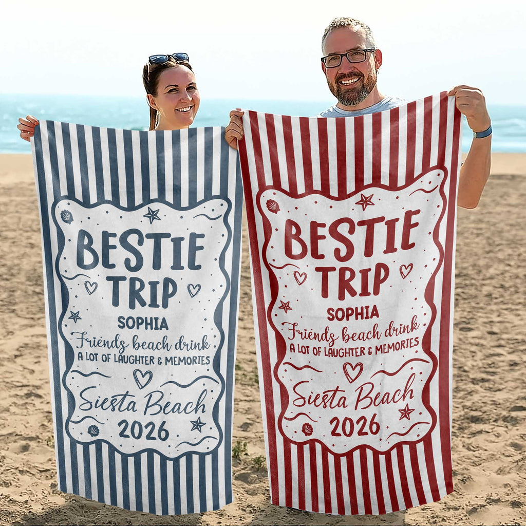 Personalized Beach Towel Custom Name for Best Friends Gift Beach Towels GradoCreations