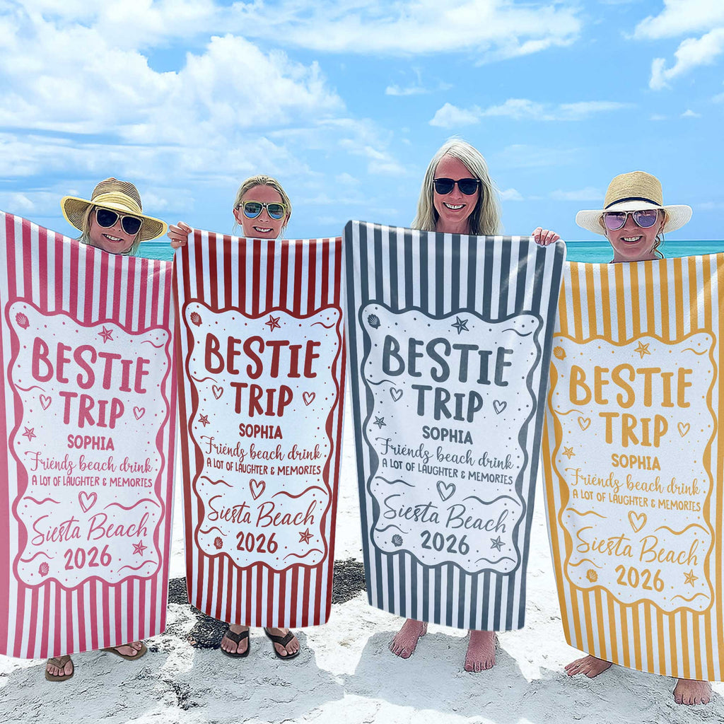 Personalized Beach Towel Custom Name for Best Friends Gift Beach Towels GradoCreations