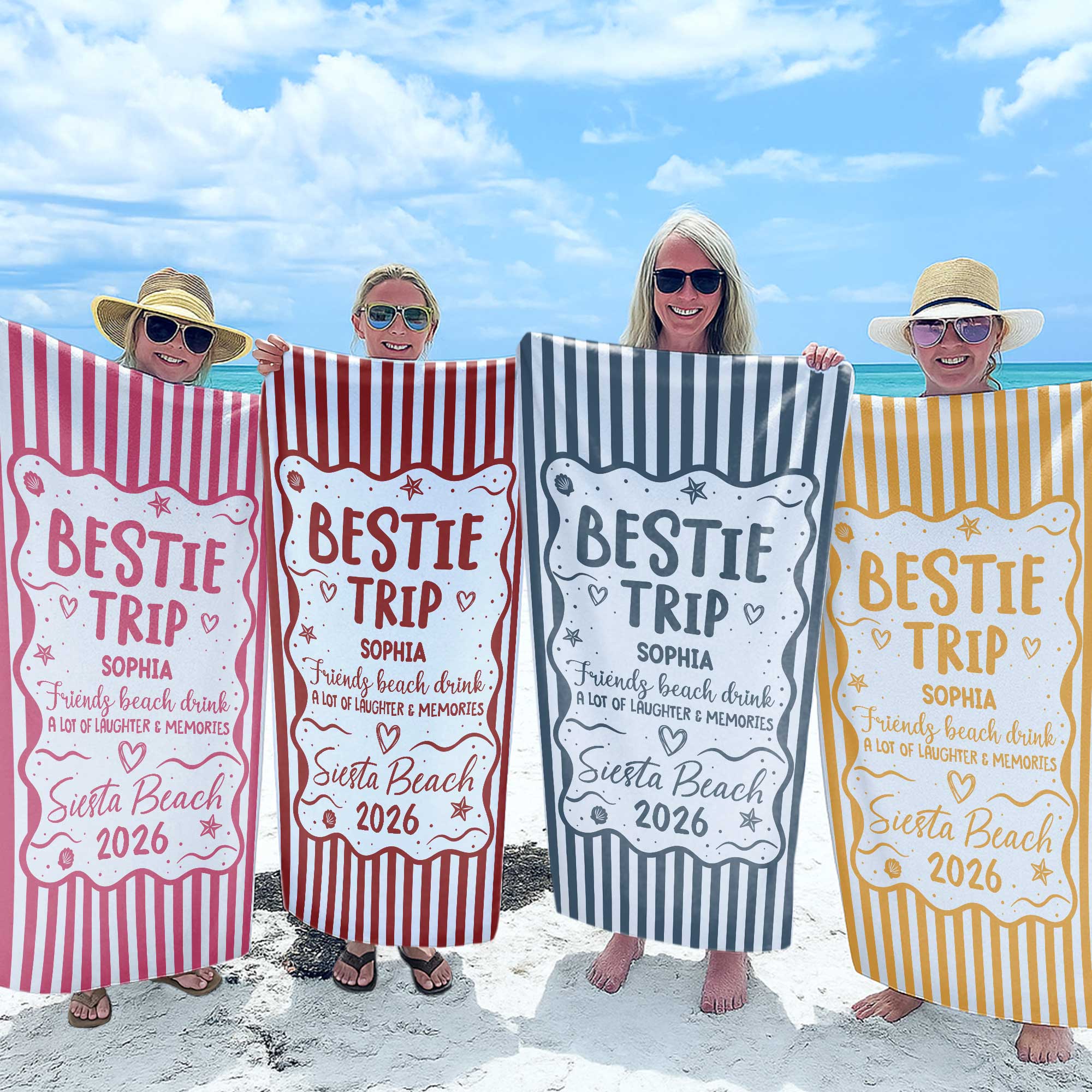 Personalized Beach Towel Custom Name for Best Friends Gift Beach Towels GradoCreations