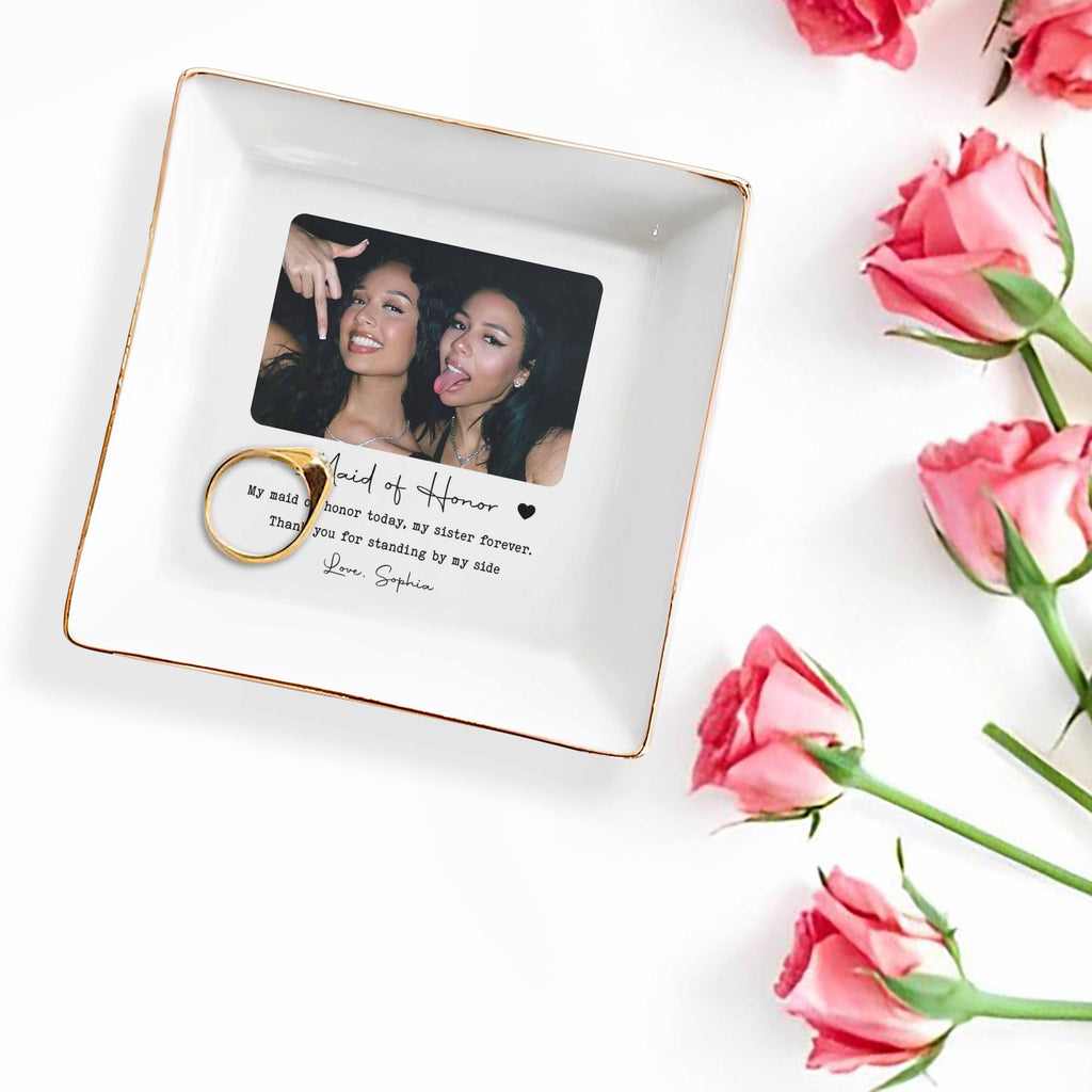 Personalized Custom Jewelry Dish for Sister with Photo Hearts Jewelry Dish GradoCreations