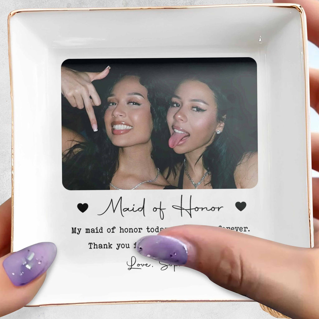 Personalized Custom Jewelry Dish for Sister with Photo Hearts Jewelry Dish GradoCreations