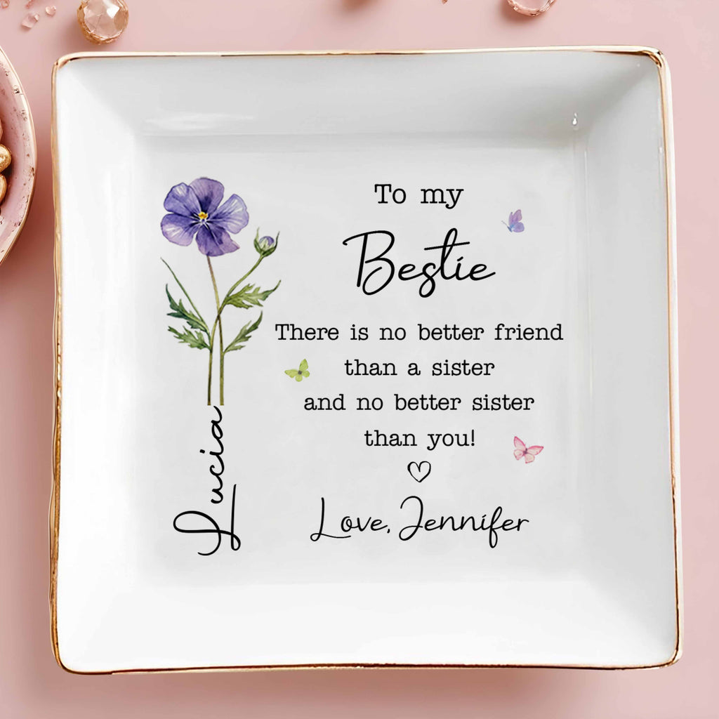 Personalized Jewelry Dish Custom Name Birth Month Flower Gift for Best Friend Jewelry Dish GradoCreations