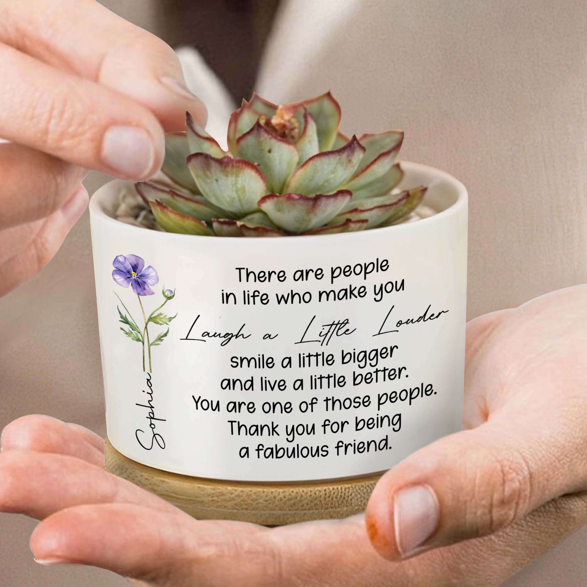 Personalized Ceramic Plant Pot Custom Name Gift for Best Friend Ceramic Plant Pot GradoCreations