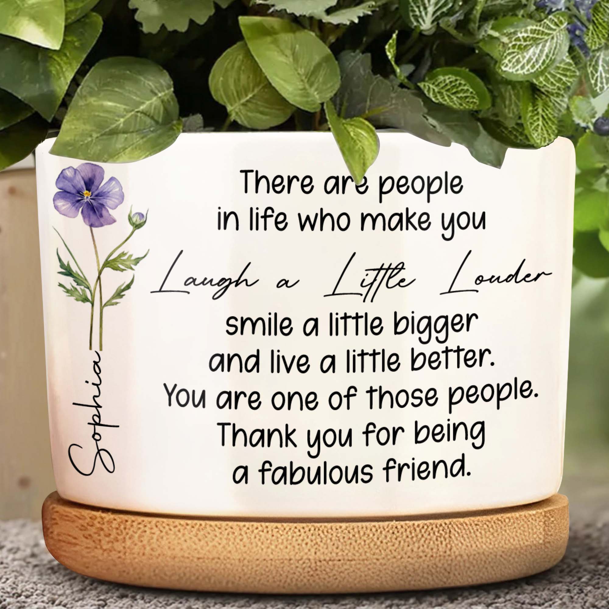 Personalized Ceramic Plant Pot Custom Name Gift for Best Friend Ceramic Plant Pot GradoCreations