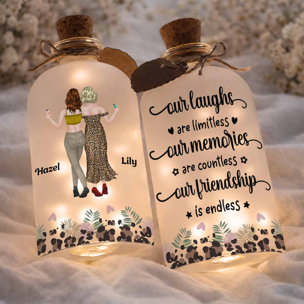 Personalized Frosted Glass Bottle Light Custom Name Gift for Best Friends Short Bottle Light GradoCreations
