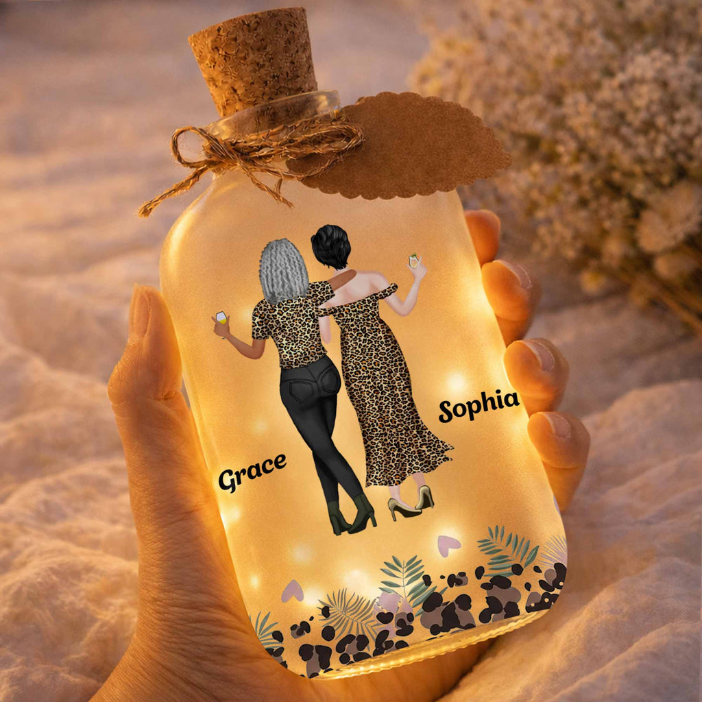 Personalized Frosted Glass Bottle Light Custom Name Gift for Best Friends Short Bottle Light GradoCreations