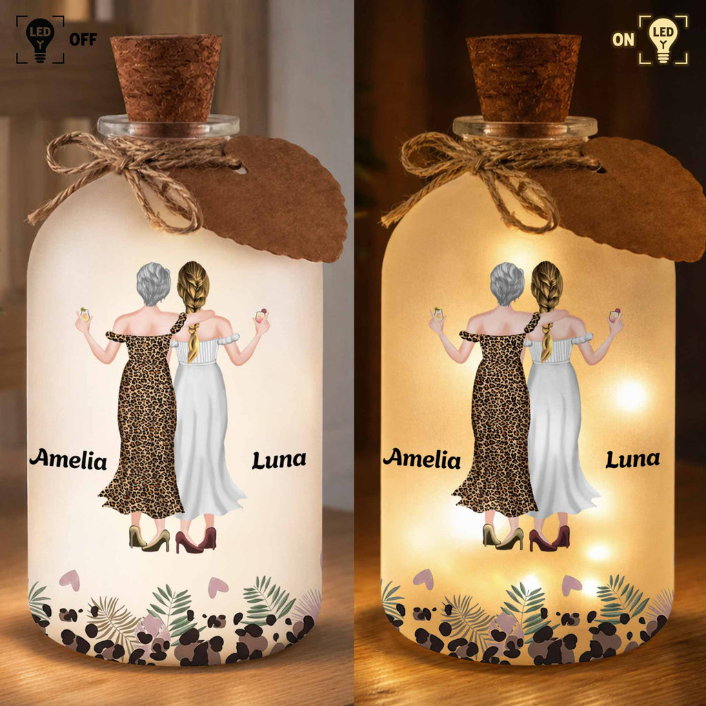 Personalized Frosted Glass Bottle Light Custom Name Gift for Best Friends Short Bottle Light GradoCreations