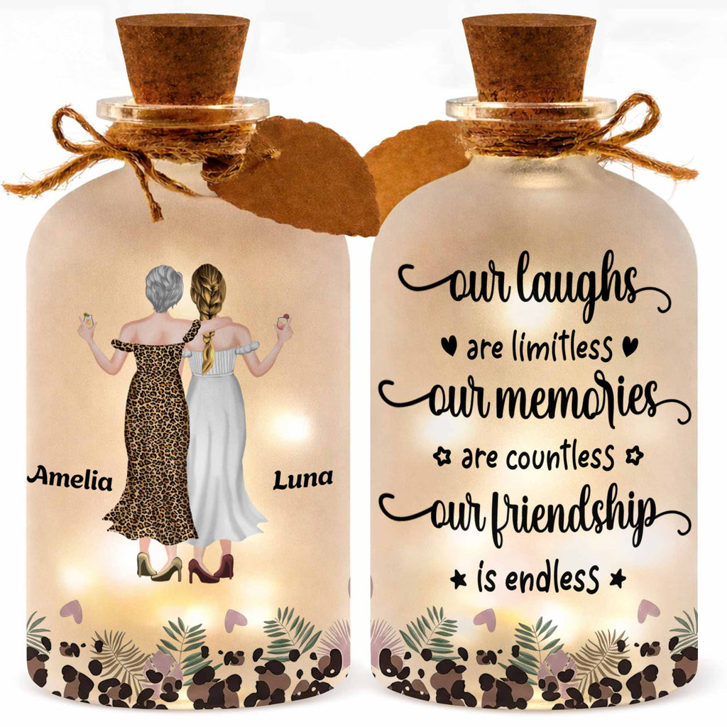 Personalized Frosted Glass Bottle Light Custom Name Gift for Best Friends Short Bottle Light GradoCreations