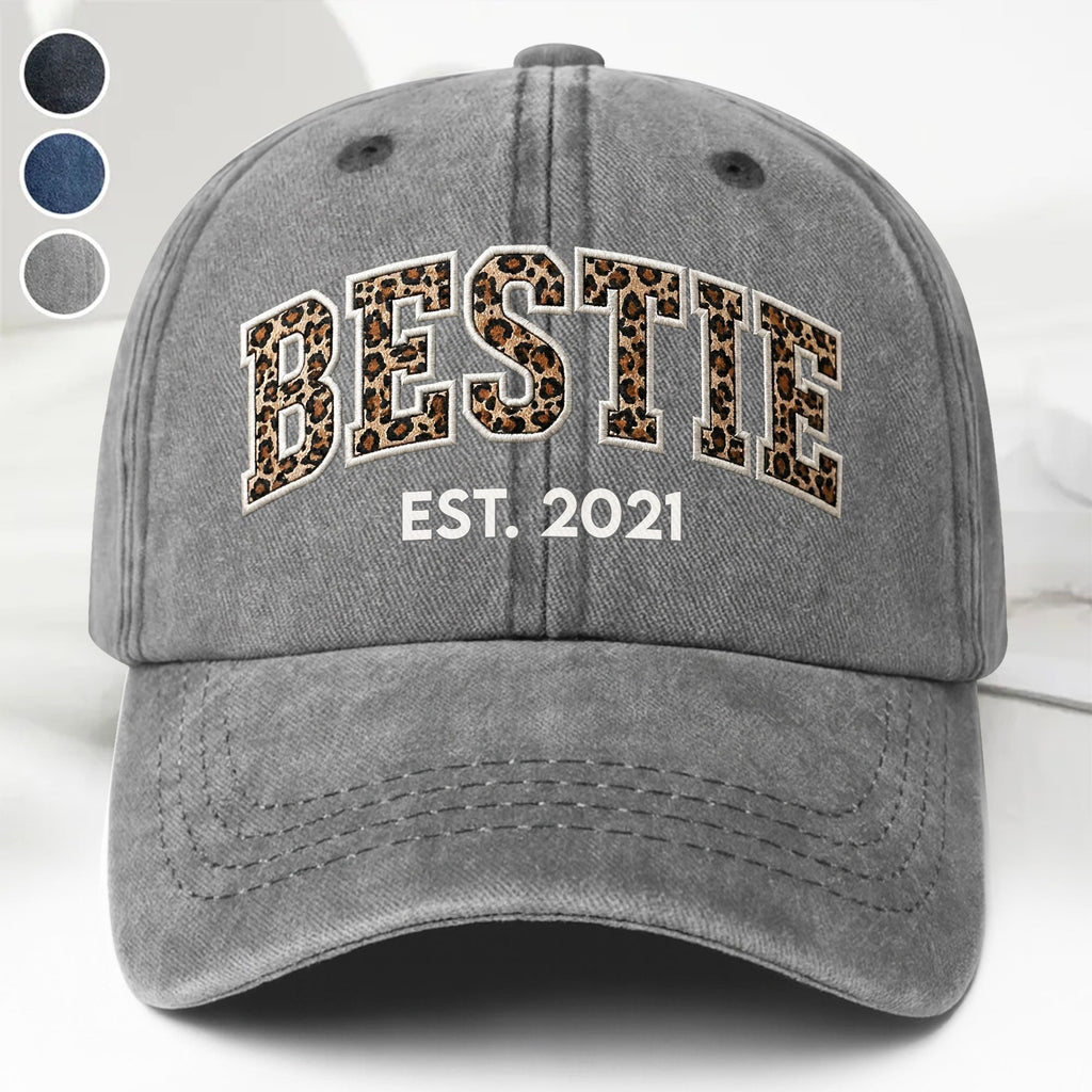Personalized Washed Denim Cap Custom Year Gift for Bestie Washed Denim Cap GradoCreations