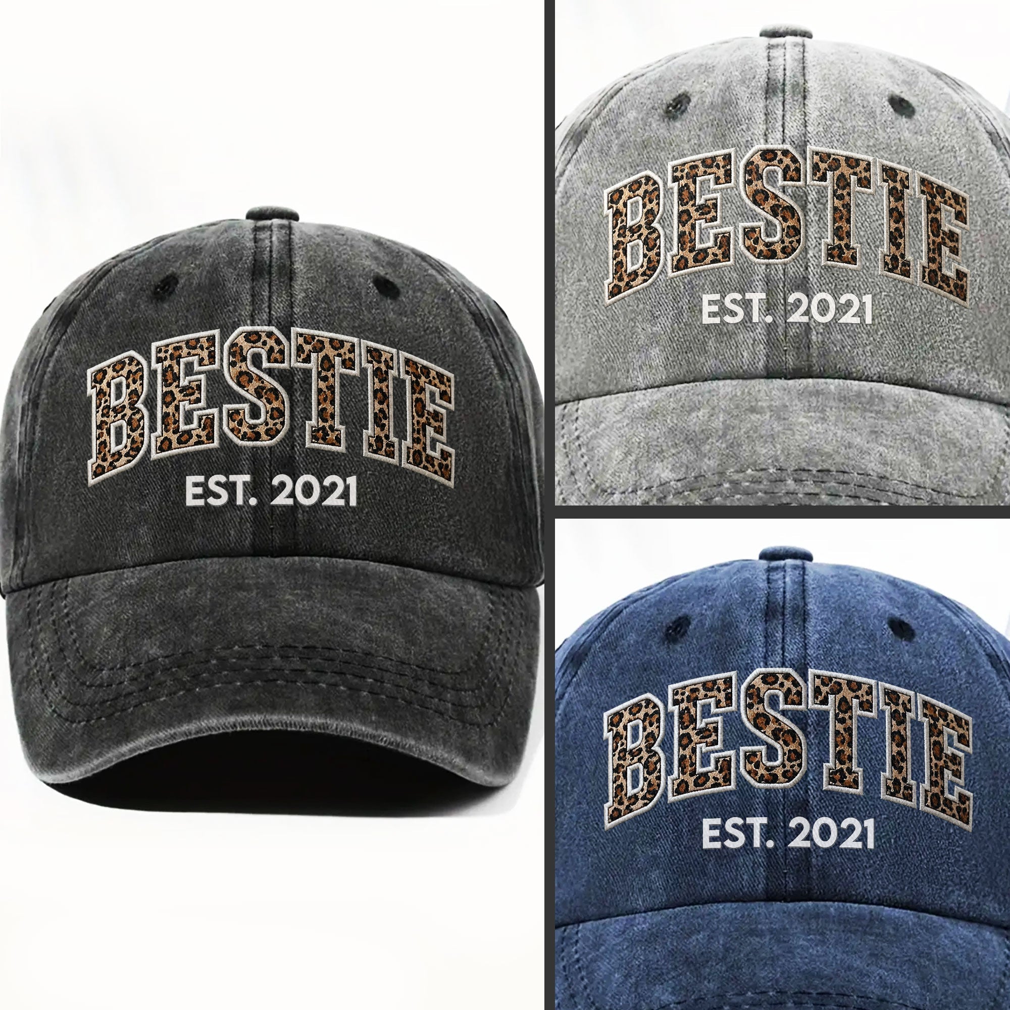 Personalized Washed Denim Cap Custom Year Gift for Bestie Washed Denim Cap GradoCreations
