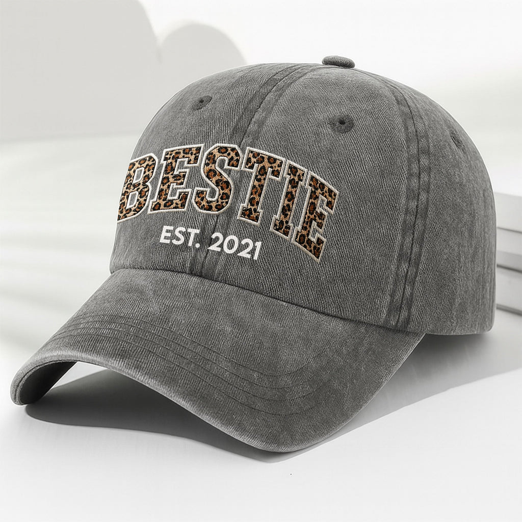 Personalized Washed Denim Cap Custom Year Gift for Bestie Washed Denim Cap GradoCreations