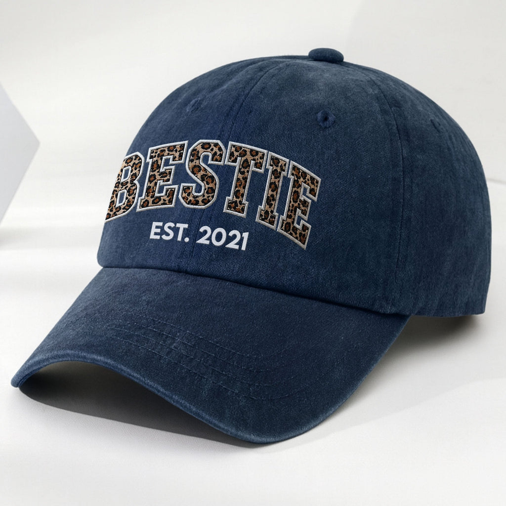Personalized Washed Denim Cap Custom Year Gift for Bestie Washed Denim Cap GradoCreations