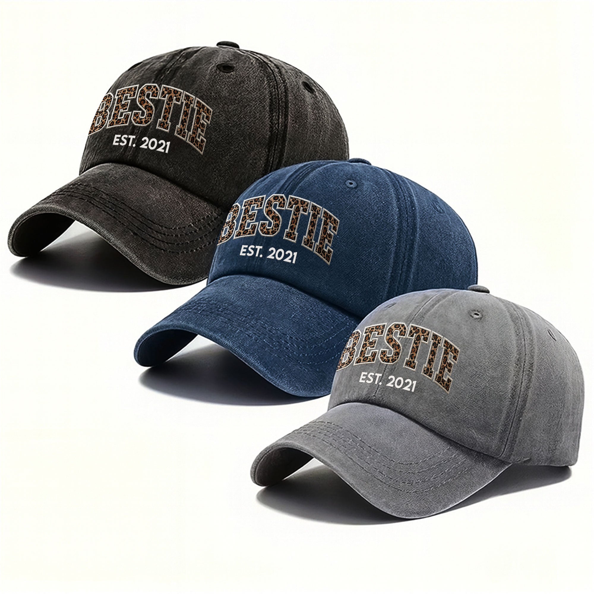 Personalized Washed Denim Cap Custom Year Gift for Bestie Washed Denim Cap GradoCreations