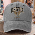 Personalized Leopard Print Bow Washed Denim Cap for Besties Washed Denim Cap GradoCreations