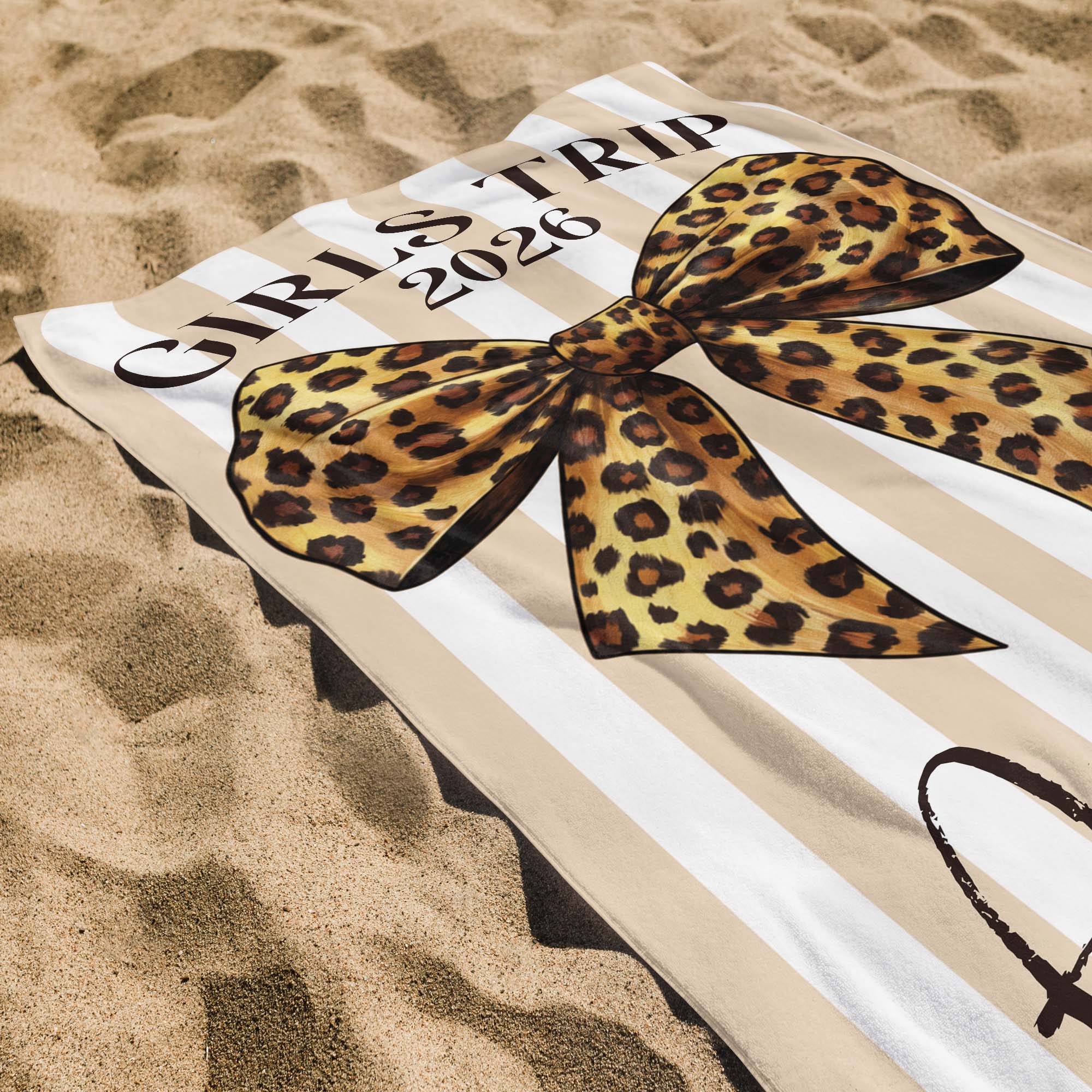 Personalized Leopard Print Beach Towel Custom Name Gift for Best Friends Beach Towels GradoCreations