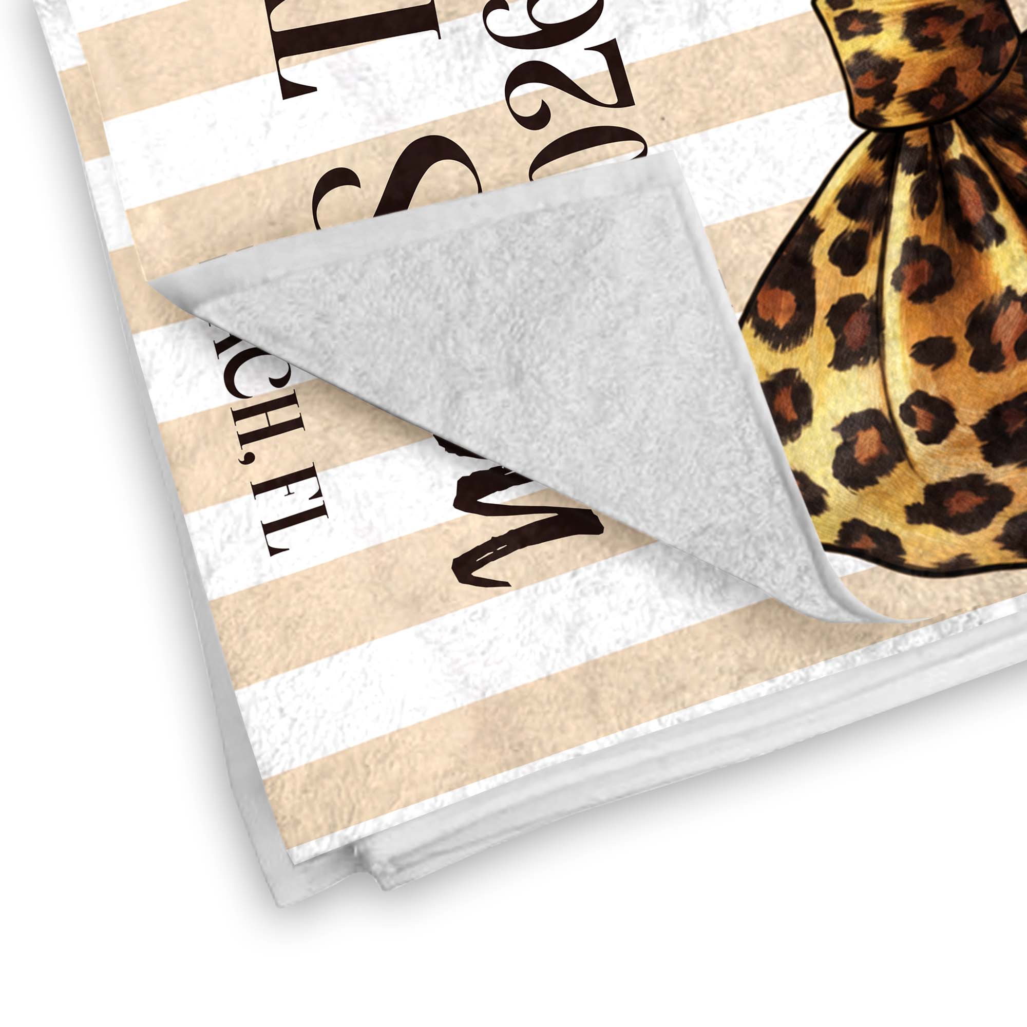 Personalized Leopard Print Beach Towel Custom Name Gift for Best Friends Beach Towels GradoCreations