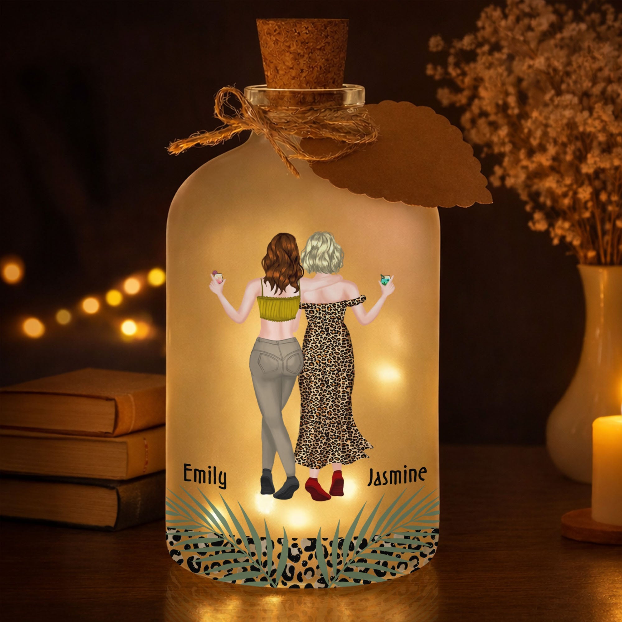 Personalized Frosted Glass Bottle Light Best Friend Gift Short Bottle Light GradoCreations