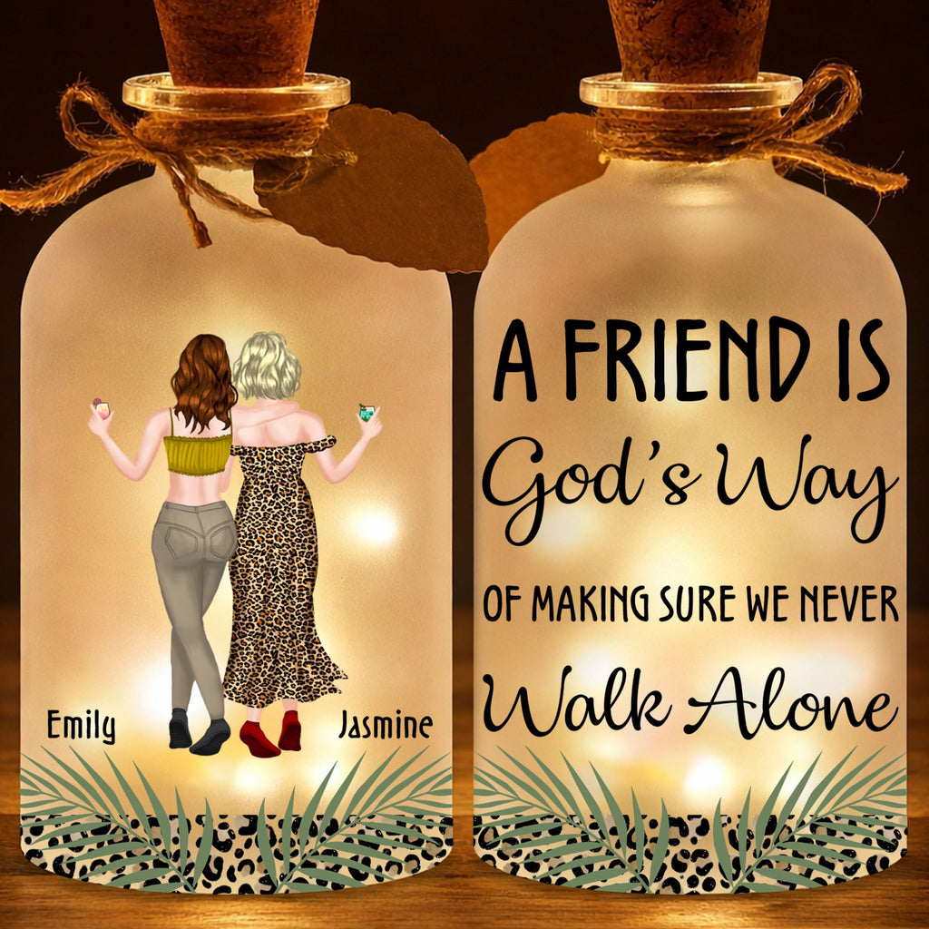Personalized Frosted Glass Bottle Light Best Friend Gift Short Bottle Light GradoCreations