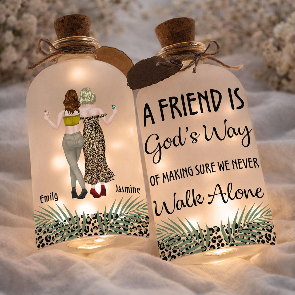 Personalized Frosted Glass Bottle Light Best Friend Gift Short Bottle Light GradoCreations