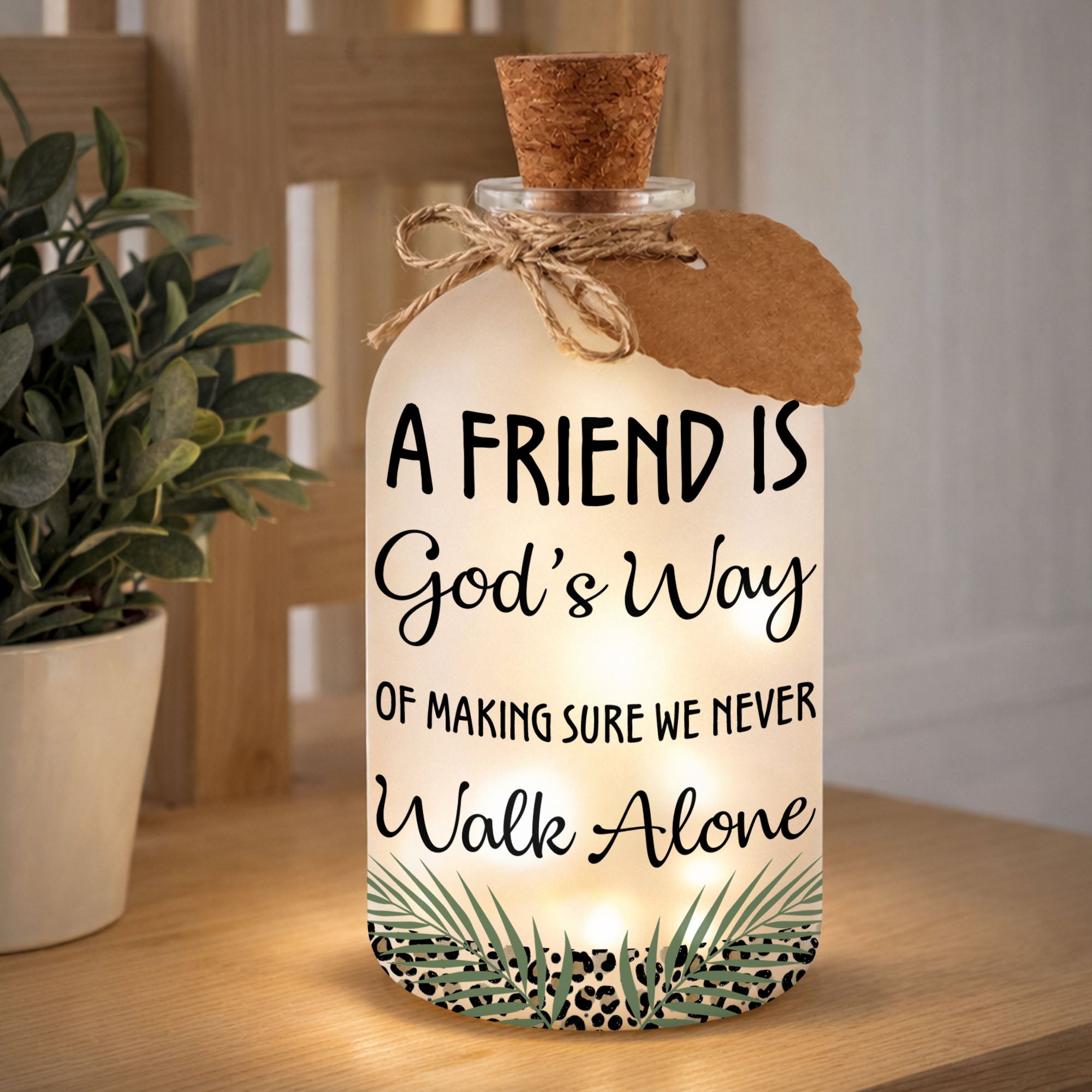 Personalized Frosted Glass Bottle Light Best Friend Gift Short Bottle Light GradoCreations