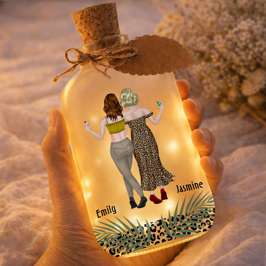 Personalized Frosted Glass Bottle Light Best Friend Gift Short Bottle Light GradoCreations