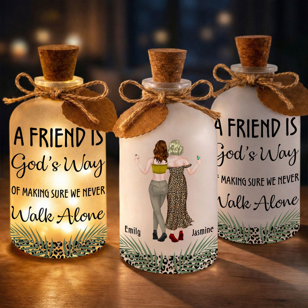 Personalized Frosted Glass Bottle Light Best Friend Gift Short Bottle Light GradoCreations