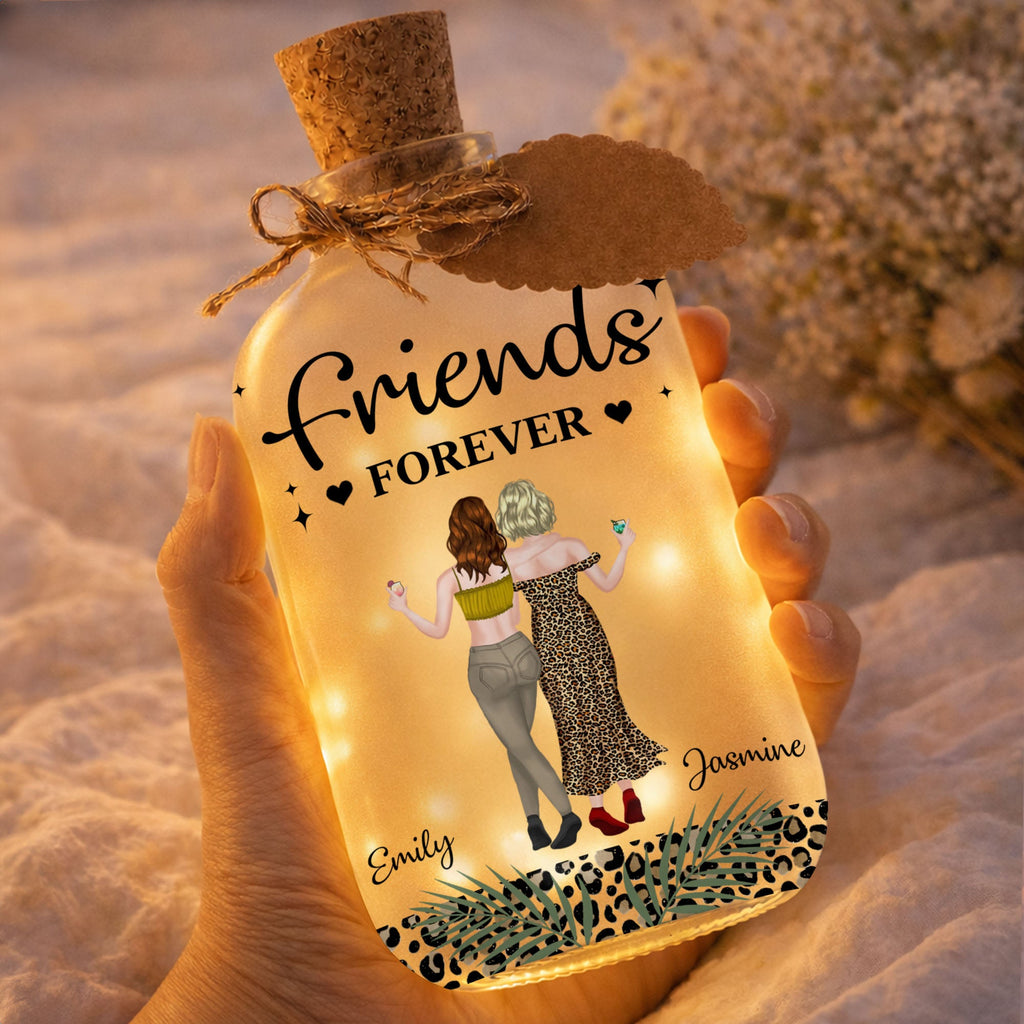 Personalized Bottle Light Custom Besties Art Gift for Friends Short Bottle Light GradoCreations