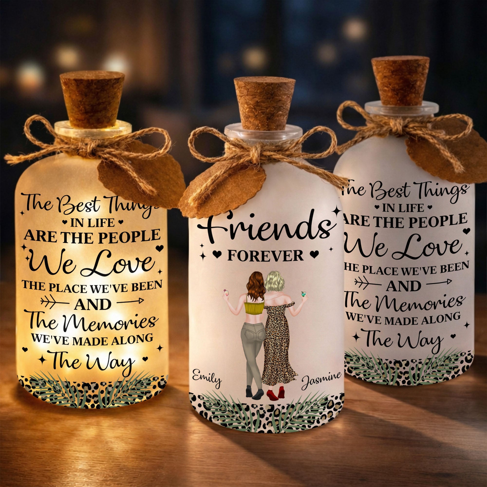 Personalized Bottle Light Custom Besties Art Gift for Friends Short Bottle Light GradoCreations