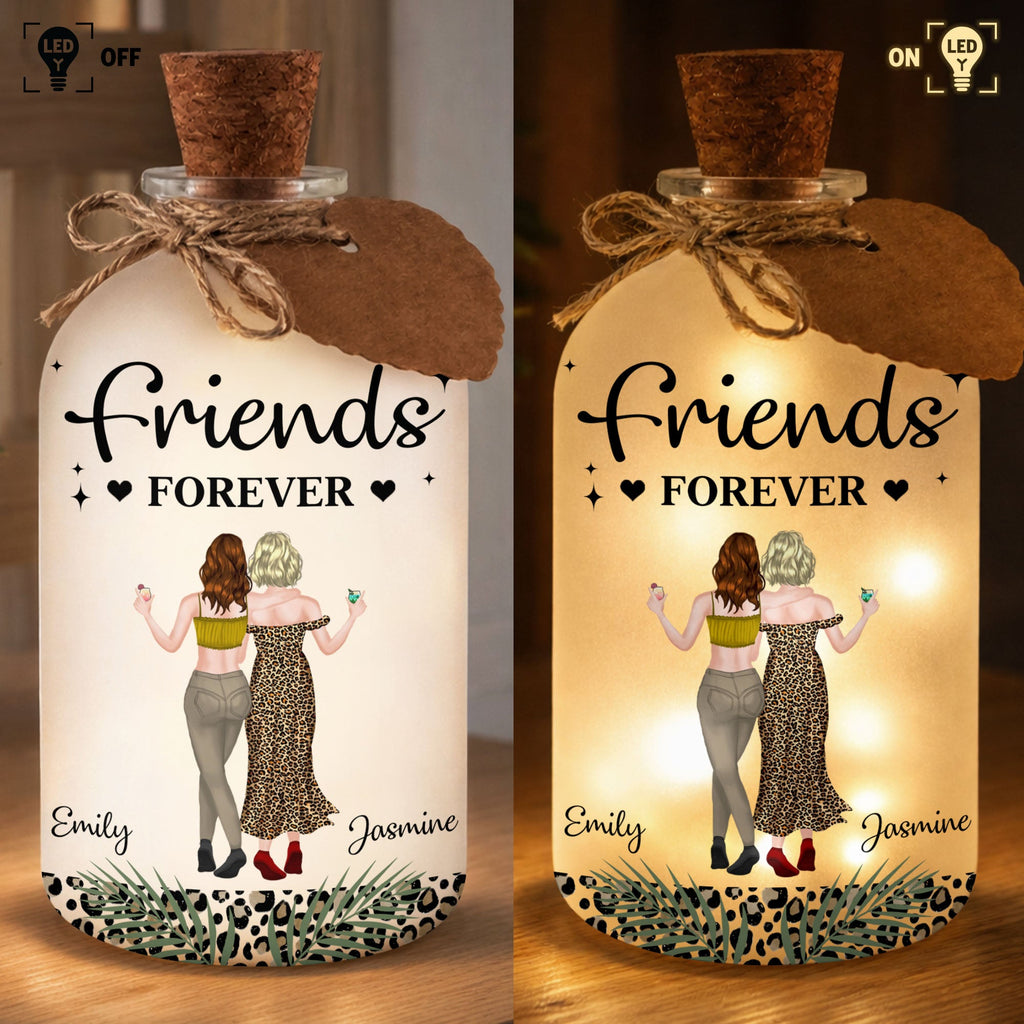 Personalized Bottle Light Custom Besties Art Gift for Friends Short Bottle Light GradoCreations