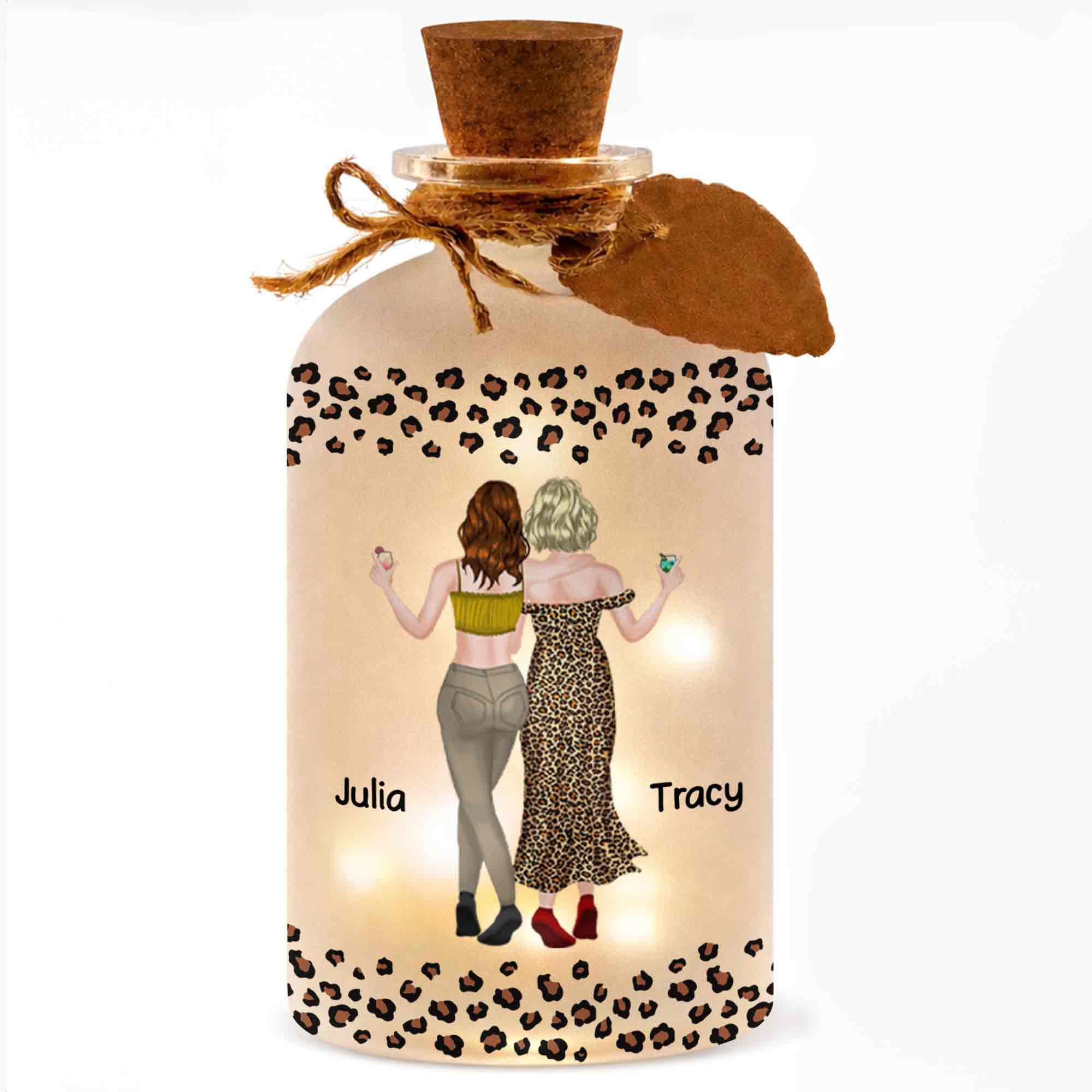 Personalized Leopard Print Short Bottle Light Custom Art Gift for Best Friend Short Bottle Light GradoCreations