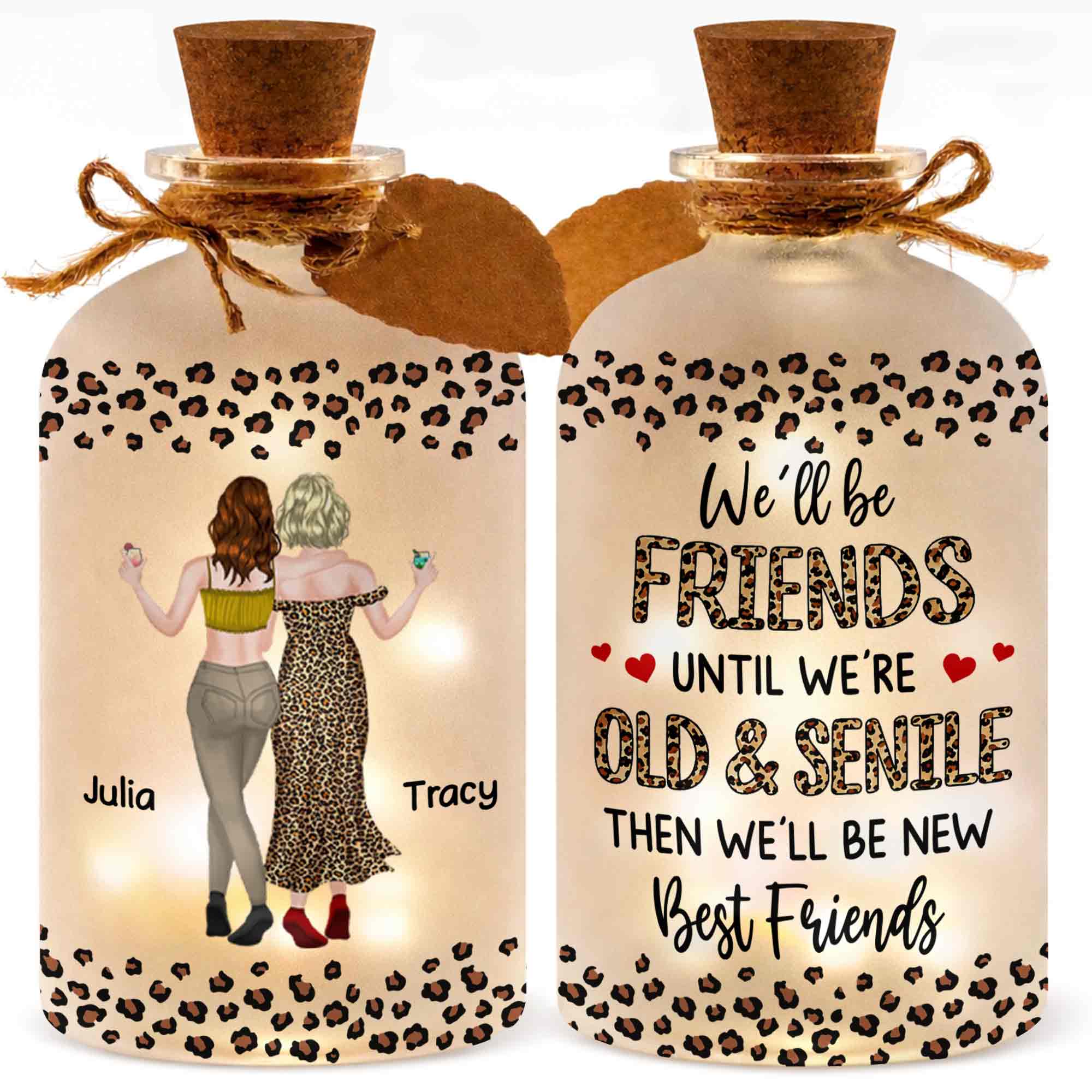 Personalized Leopard Print Short Bottle Light Custom Art Gift for Best Friend Short Bottle Light GradoCreations