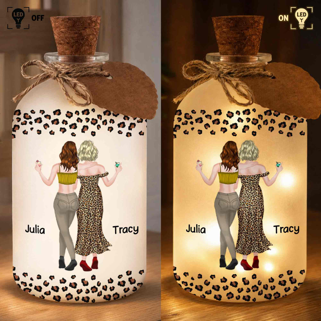 Personalized Leopard Print Short Bottle Light Custom Art Gift for Best Friend Short Bottle Light GradoCreations