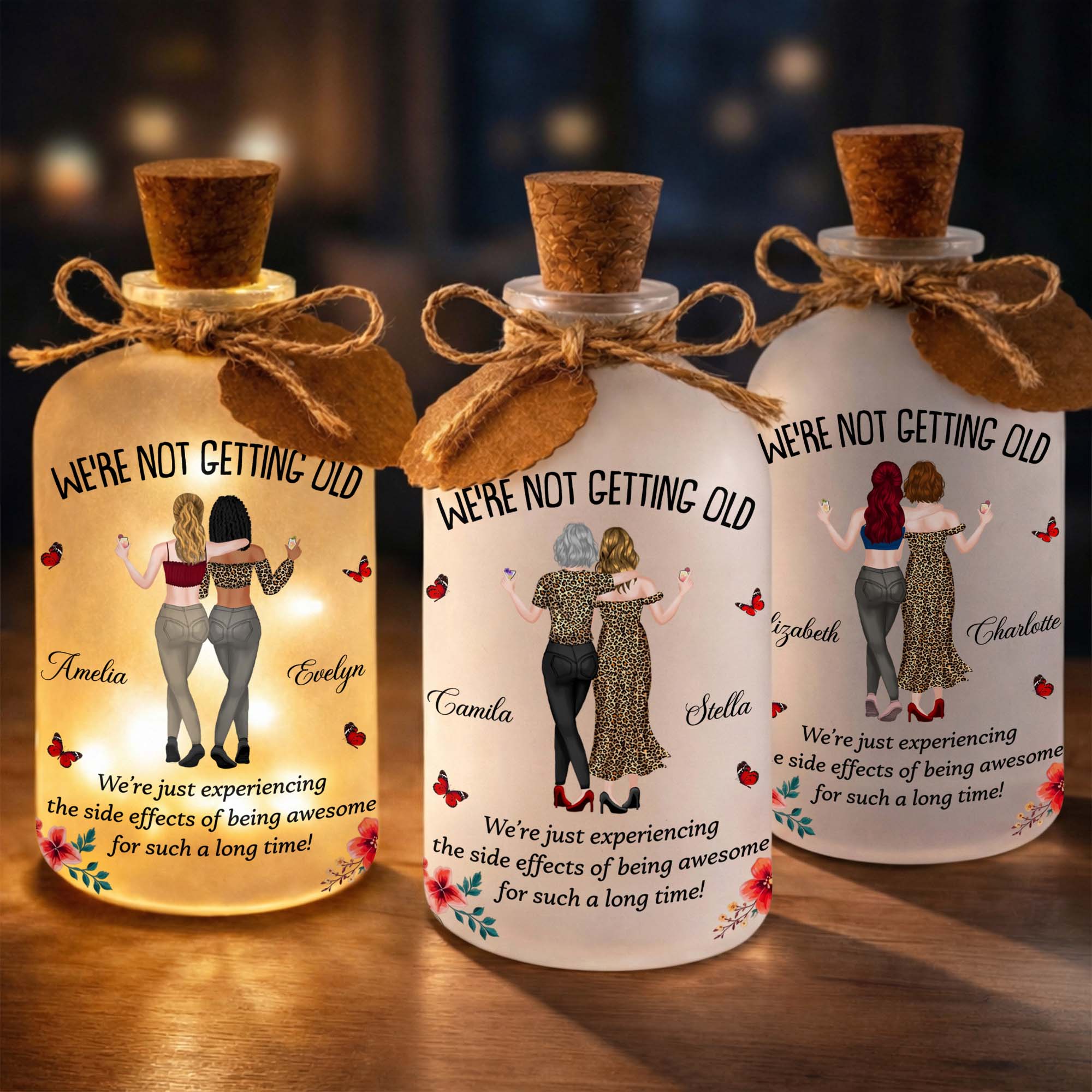 Personalized Short Bottle Light Besties Gift with Custom Name