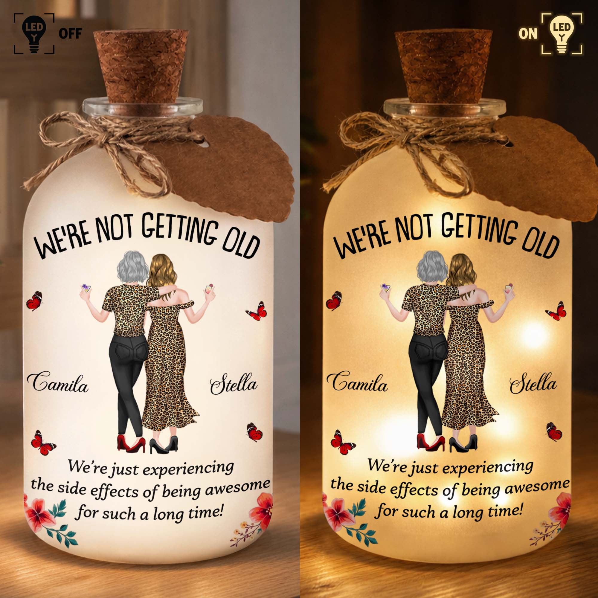 Personalized Short Bottle Light Besties Gift with Custom Name