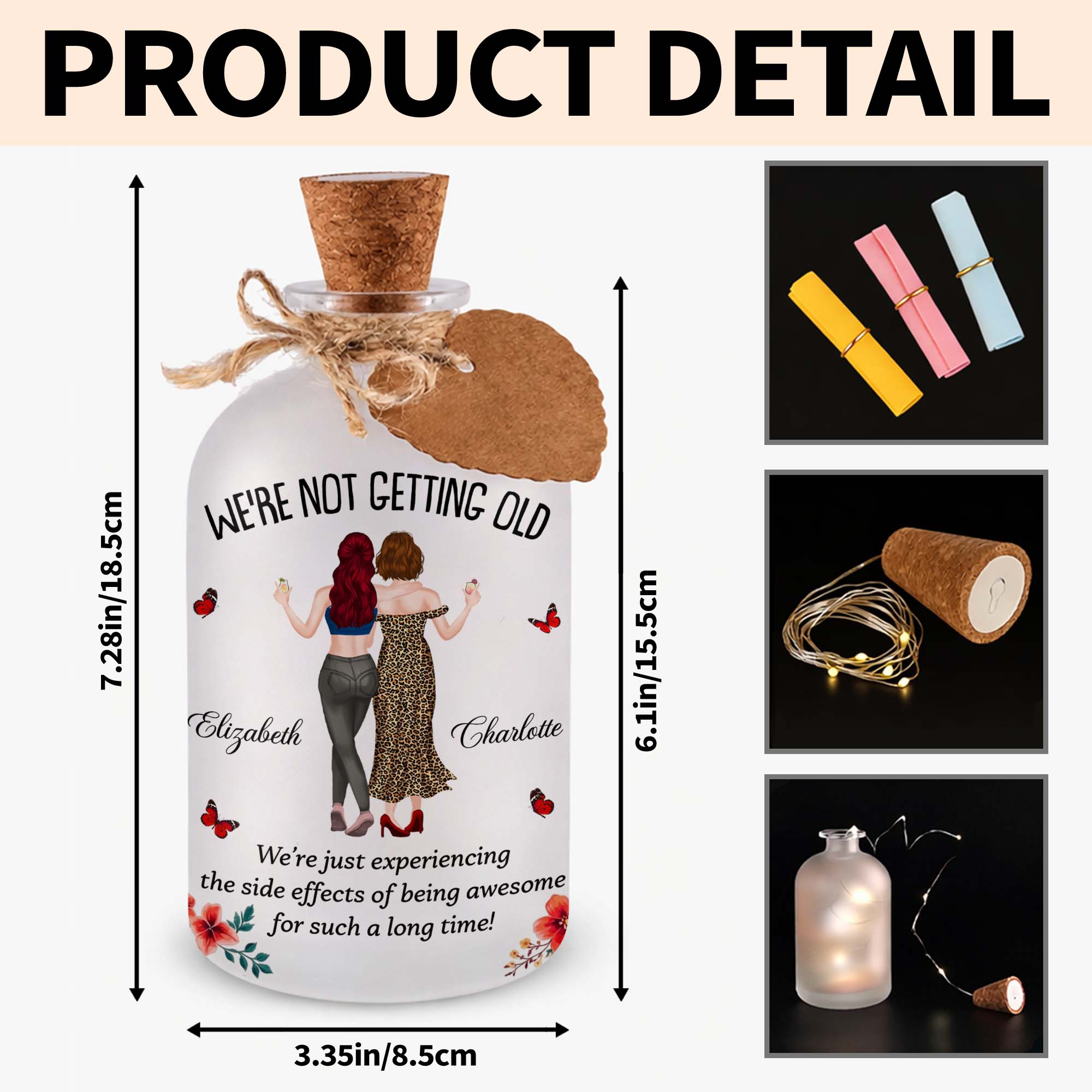Personalized Short Bottle Light Besties Gift with Custom Name
