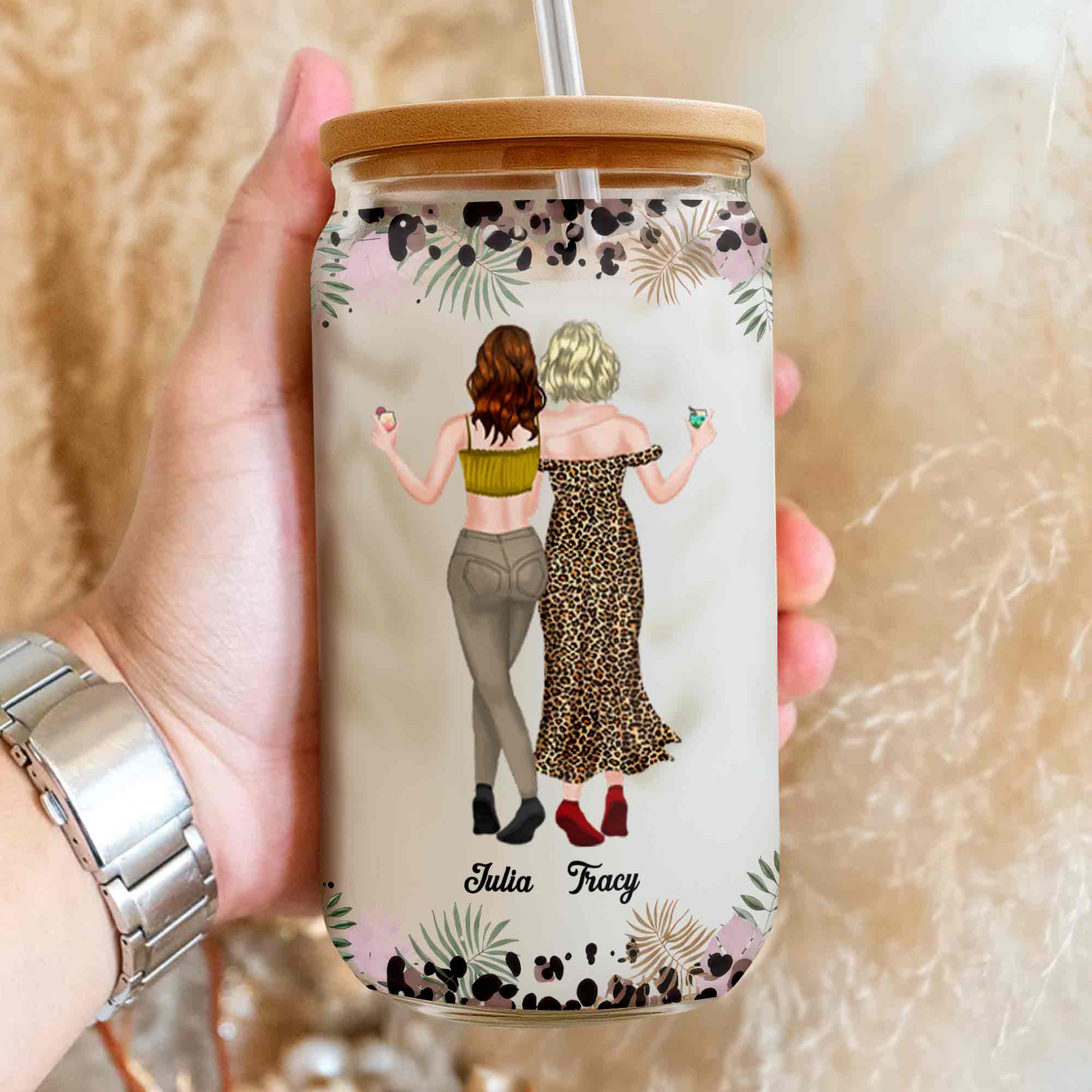 Personalized Clear Glass Can Custom Art Best Friend Gift Clear Glass Can GradoCreations
