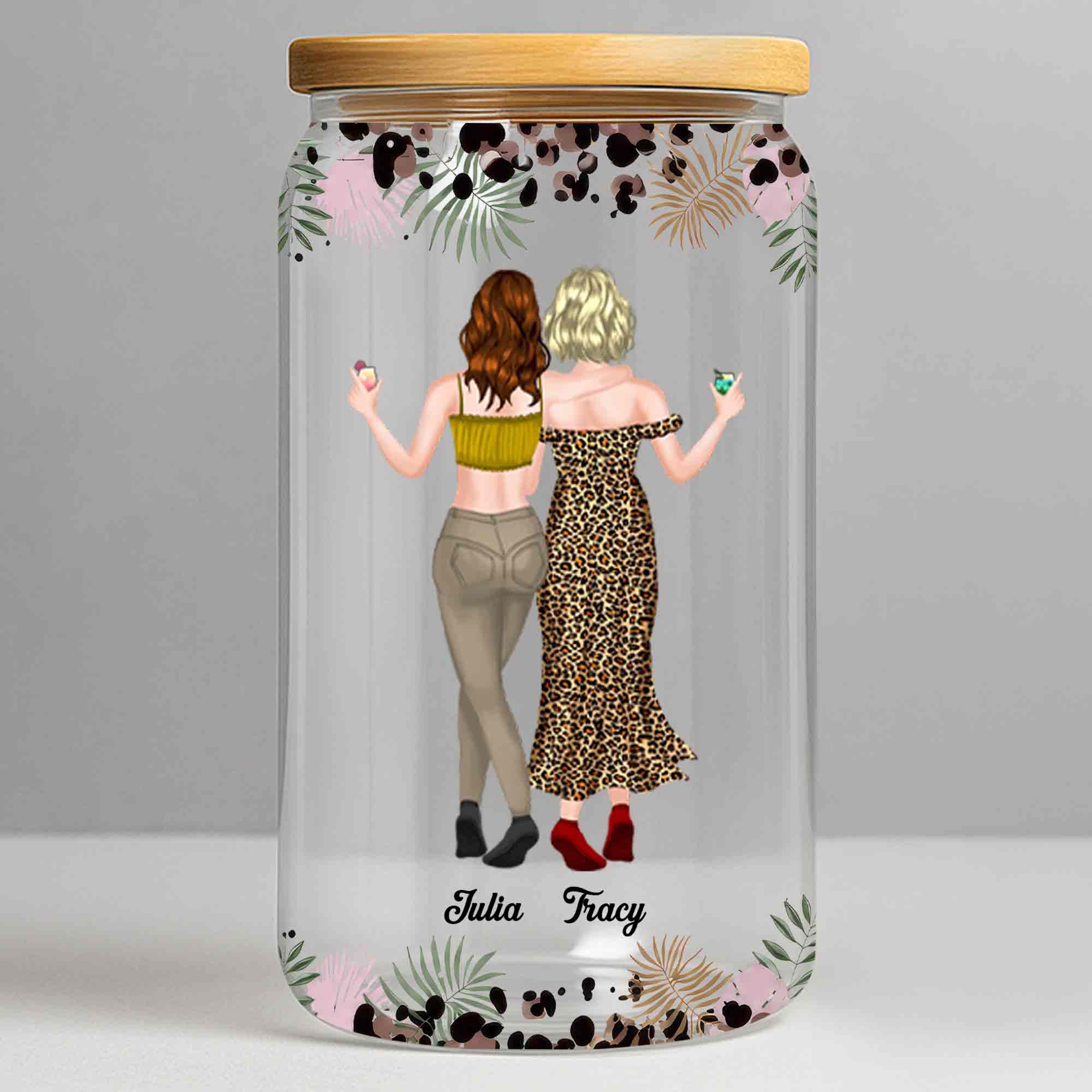 Personalized Clear Glass Can Custom Art Best Friend Gift Clear Glass Can GradoCreations