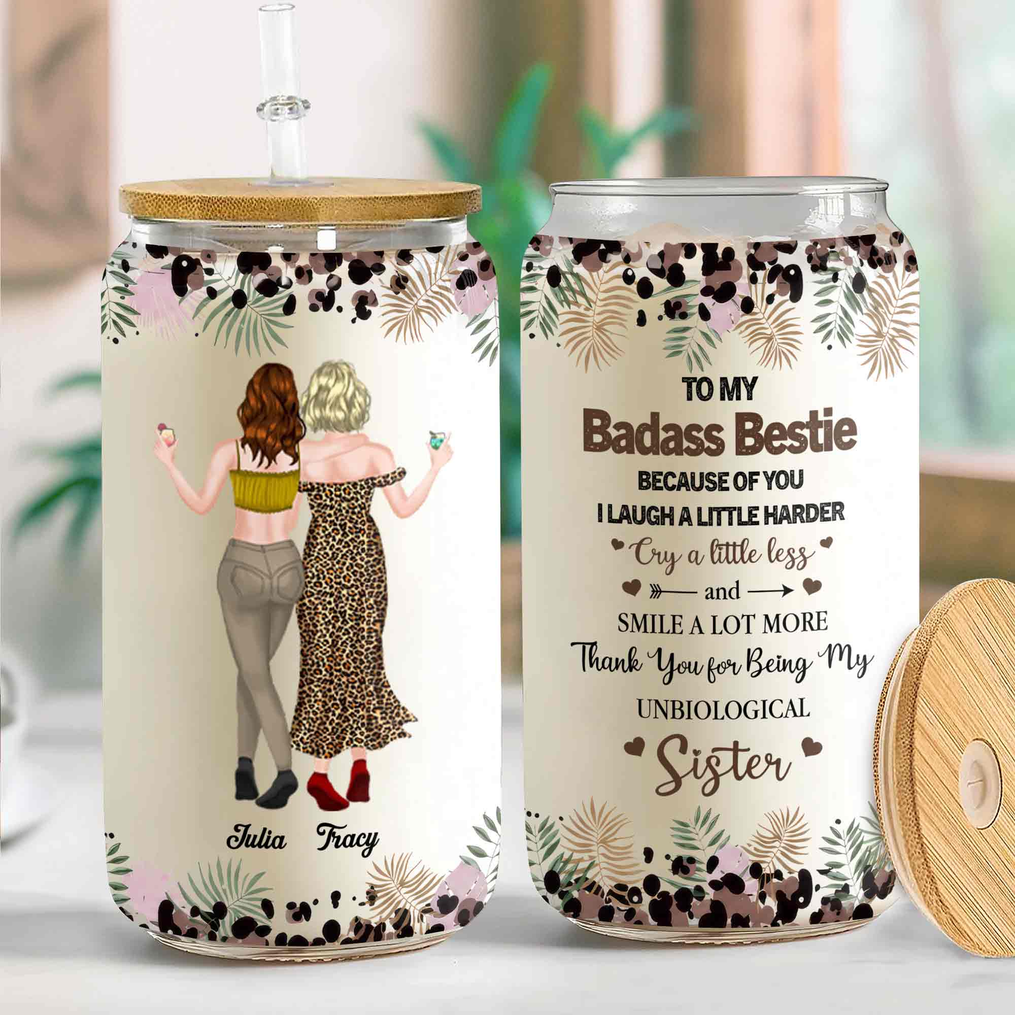 Personalized Clear Glass Can Custom Art Best Friend Gift Clear Glass Can GradoCreations