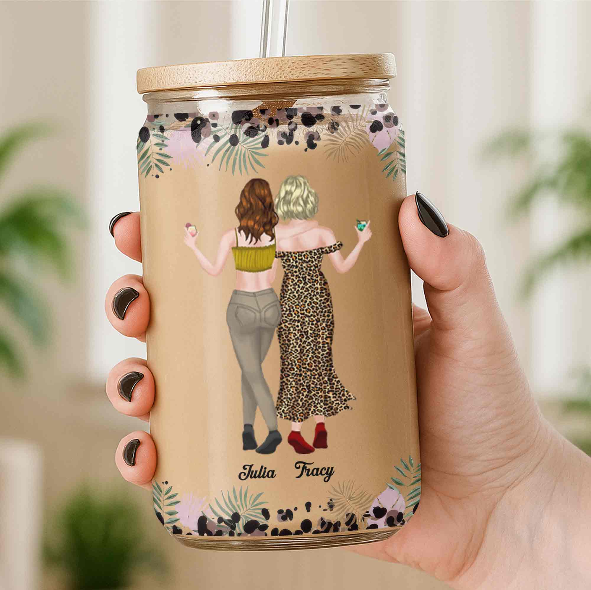Personalized Clear Glass Can Custom Art Best Friend Gift Clear Glass Can GradoCreations